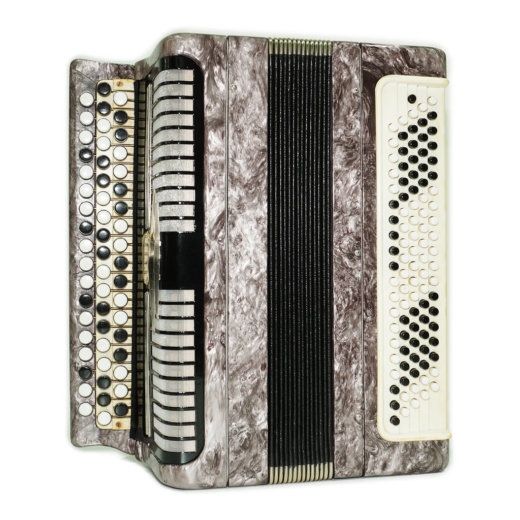 Tulskiy Russian Bayan Etude, 3 Row Chromatic Button Accordion, B System, Straps and Hard Case, Soviet Garmoshka Tula, 2657