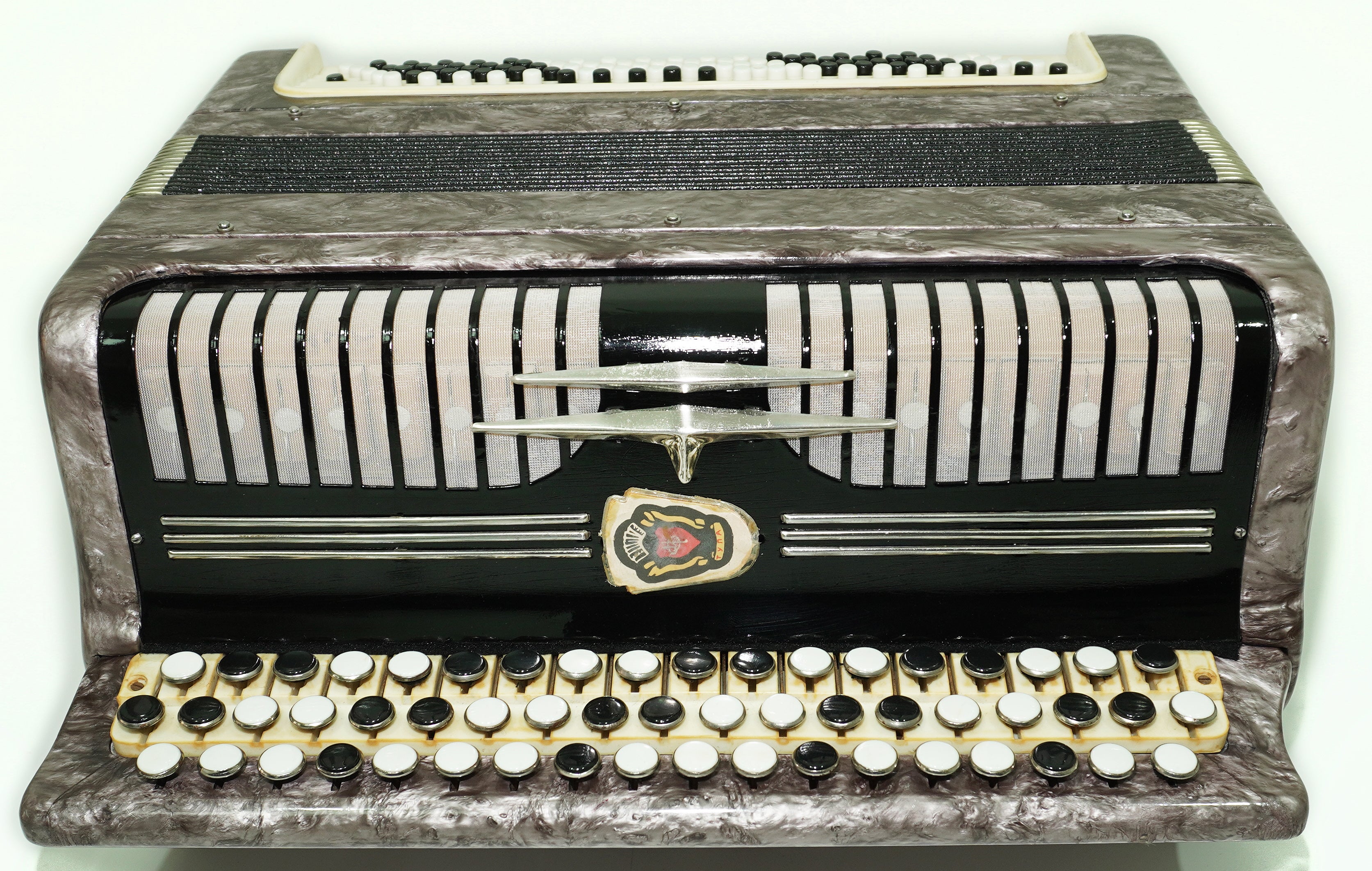 Tulskiy Russian Bayan Etude, 3 Row Chromatic Button Accordion, B System, Straps and Hard Case, Soviet Garmoshka Tula, 2657