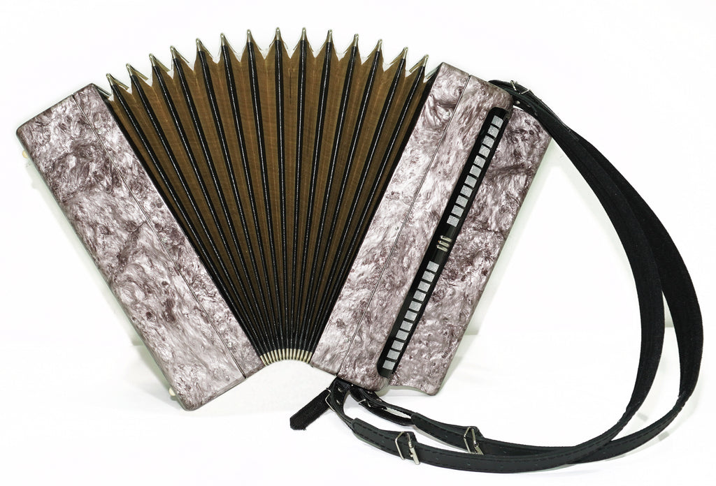 Tulskiy Russian Bayan Etude, 3 Row Chromatic Button Accordion, B System, Straps and Hard Case, Soviet Garmoshka Tula, 2657