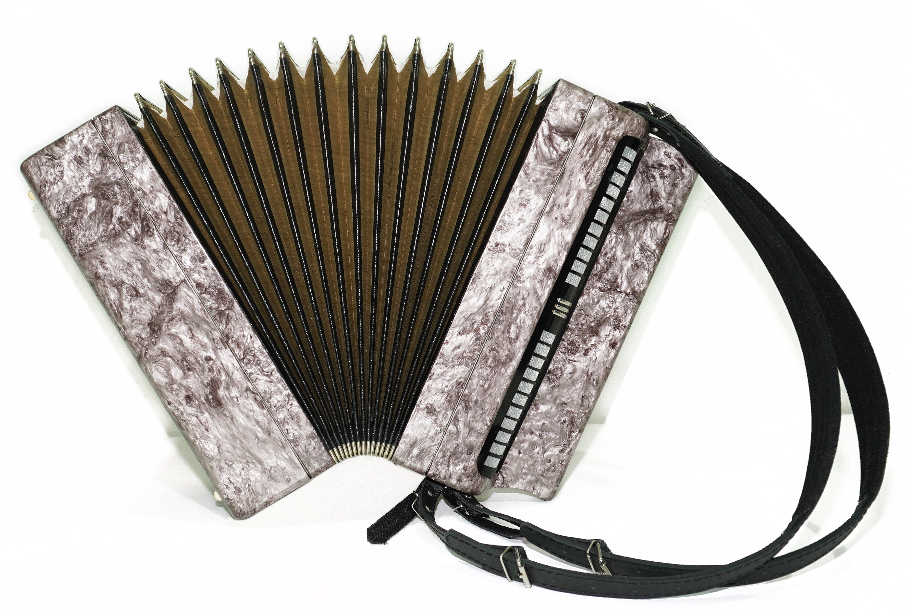 Tulskiy Russian Bayan Etude, 3 Row Chromatic Button Accordion, B System, Straps and Hard Case, Soviet Garmoshka Tula, 2657