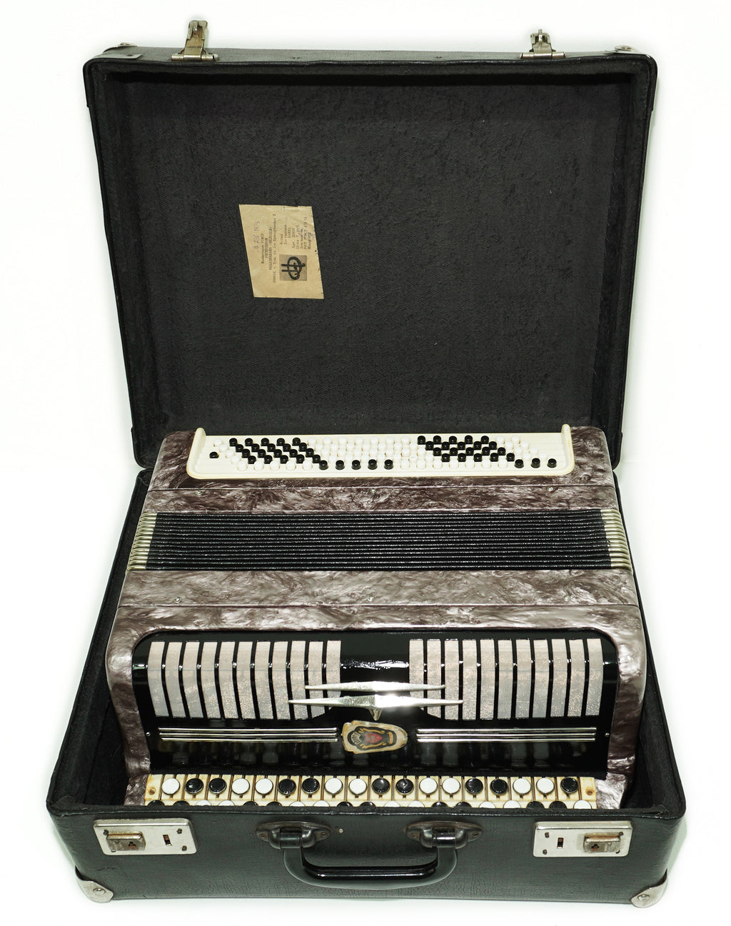 Tulskiy Russian Bayan Etude, 3 Row Chromatic Button Accordion, B System, Straps and Hard Case, Soviet Garmoshka Tula, 2657