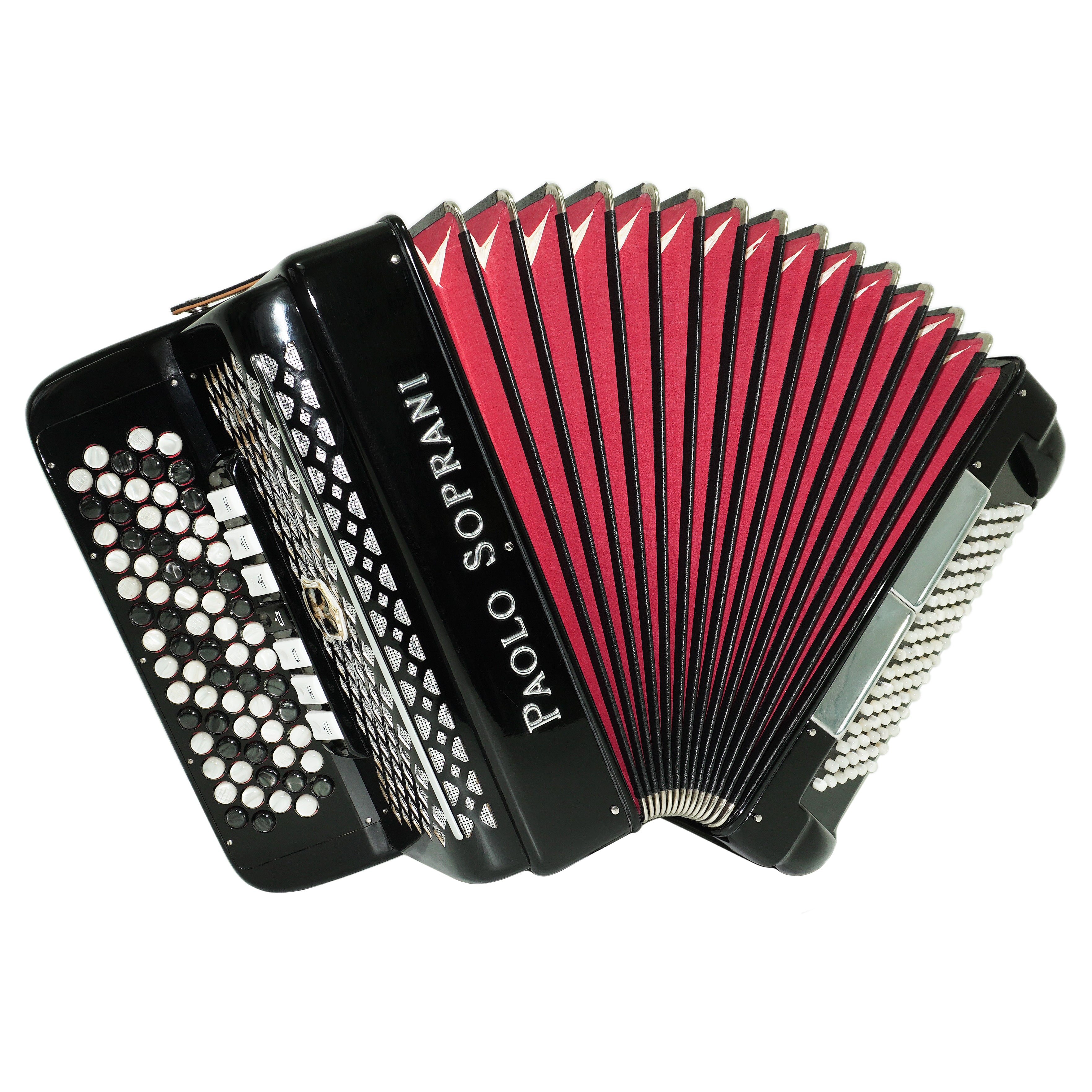 Paolo Soprani 5 Rows Button Accordion 96 Bass made in Italy, B Griff Accordeone de Botones, Original Straps and Hard Case, 2660