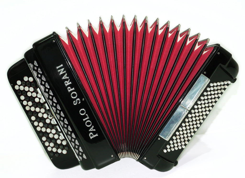 Paolo Soprani 5 Rows Button Accordion 96 Bass made in Italy, B Griff Accordeone de Botones, Original Straps and Hard Case, 2660