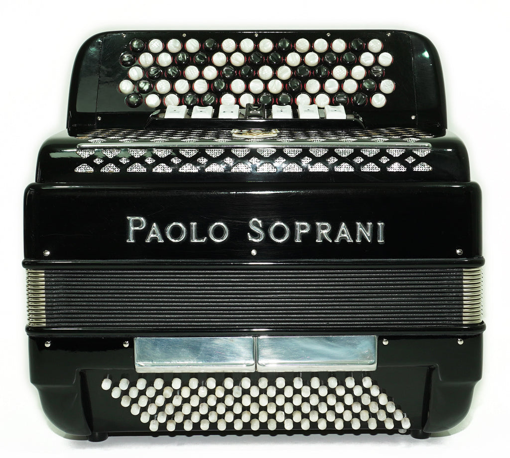 Paolo Soprani 5 Rows Button Accordion 96 Bass made in Italy, B Griff Accordeone de Botones, Original Straps and Hard Case, 2660