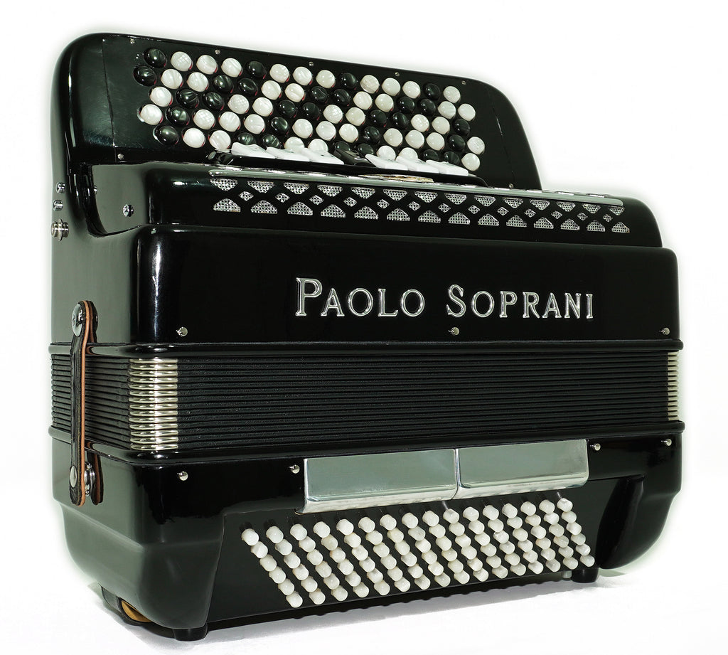 Paolo Soprani 5 Rows Button Accordion 96 Bass made in Italy, B Griff Accordeone de Botones, Original Straps and Hard Case, 2660