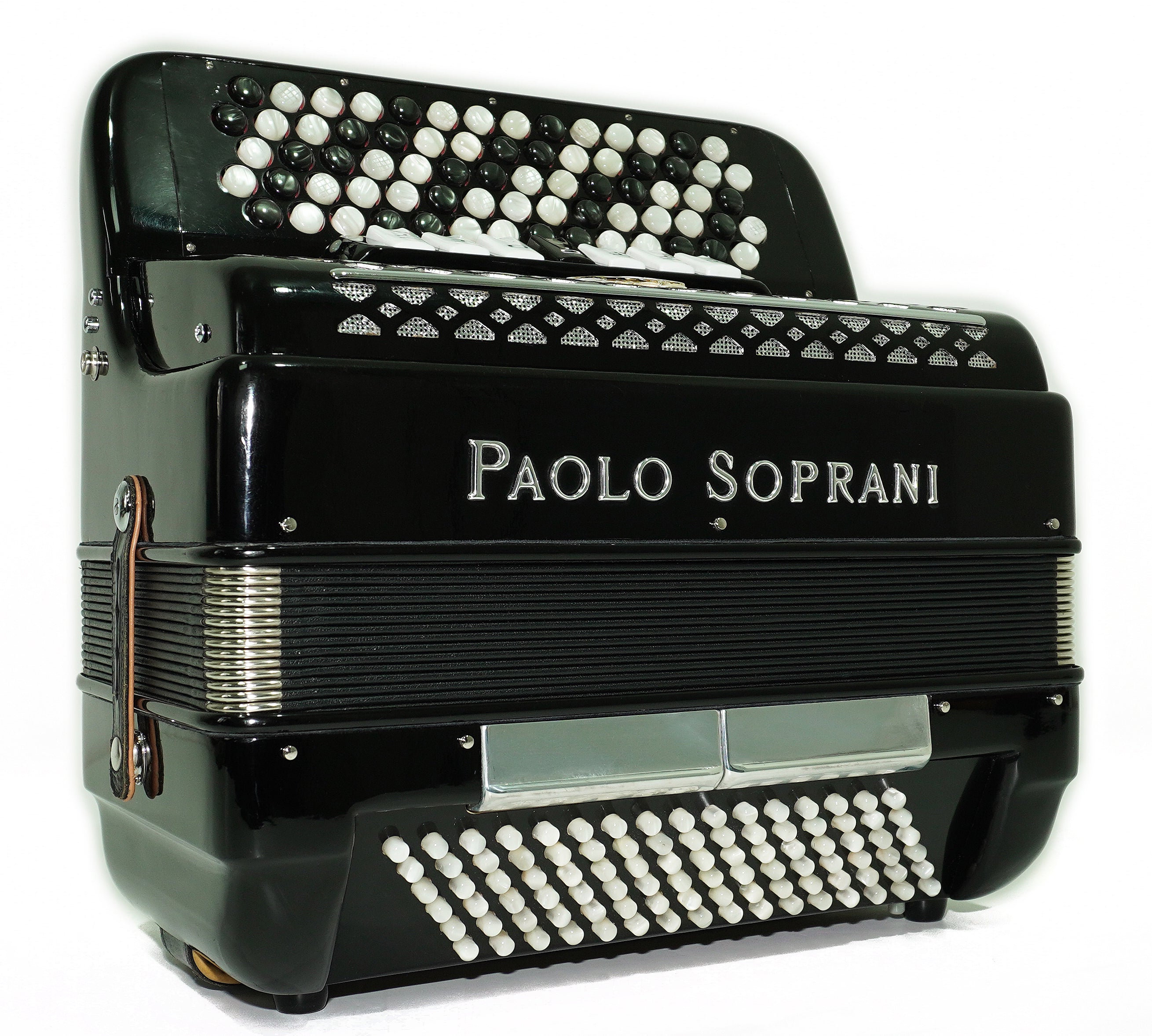 Paolo Soprani 5 Rows Button Accordion 96 Bass made in Italy, B Griff Accordeone de Botones, Original Straps and Hard Case, 2660