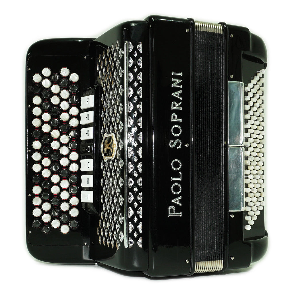 Paolo Soprani 5 Rows Button Accordion 96 Bass made in Italy, B Griff Accordeone de Botones, Original Straps and Hard Case, 2660