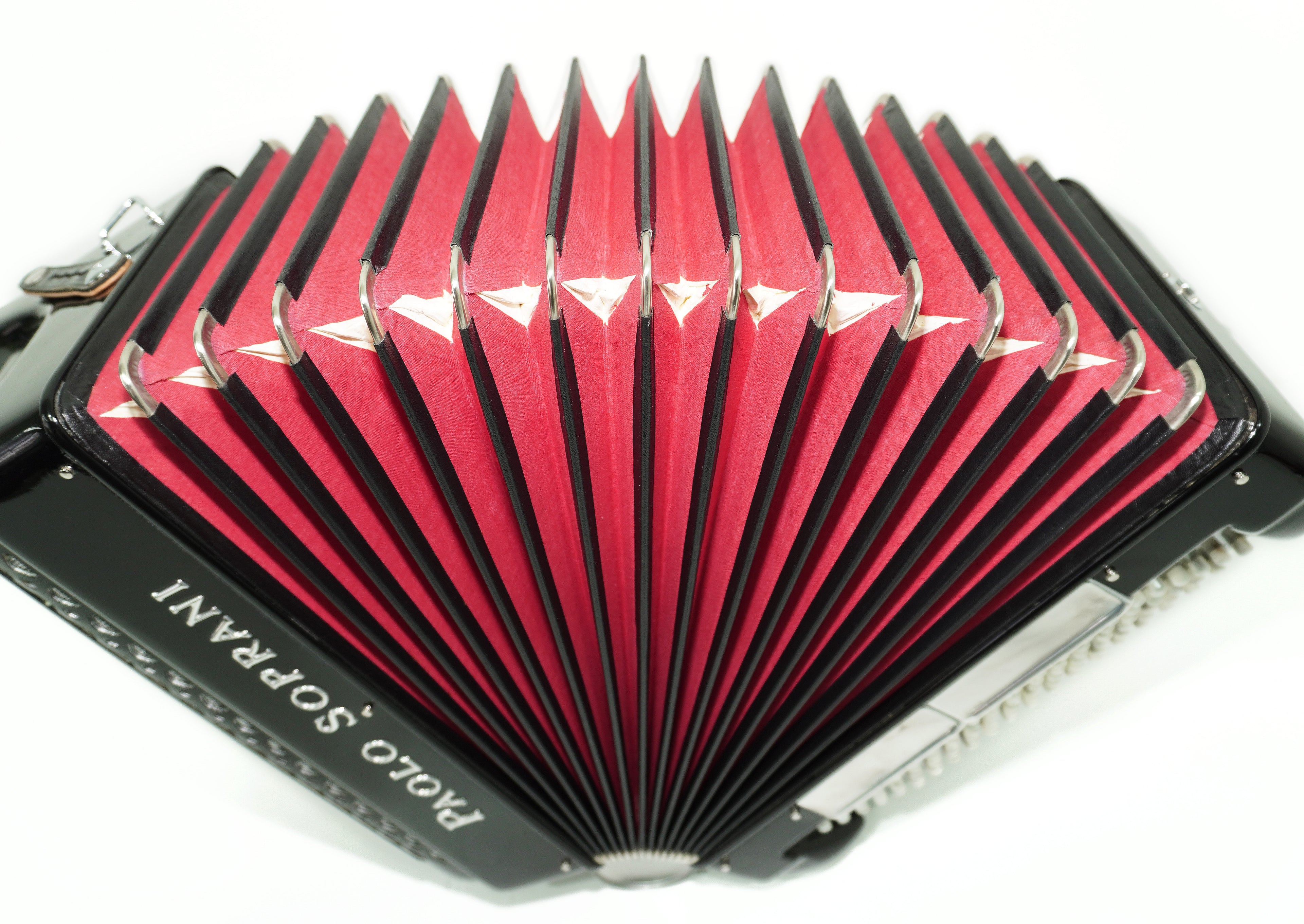 Paolo Soprani 5 Rows Button Accordion 96 Bass made in Italy, B Griff Accordeone de Botones, Original Straps and Hard Case, 2660