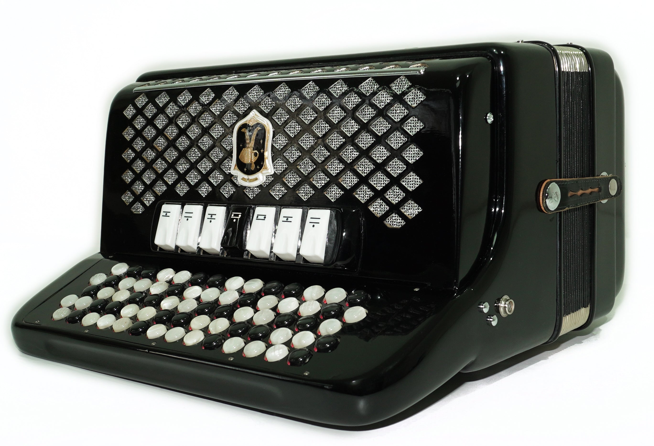 Paolo Soprani 5 Rows Button Accordion 96 Bass made in Italy, B Griff Accordeone de Botones, Original Straps and Hard Case, 2660