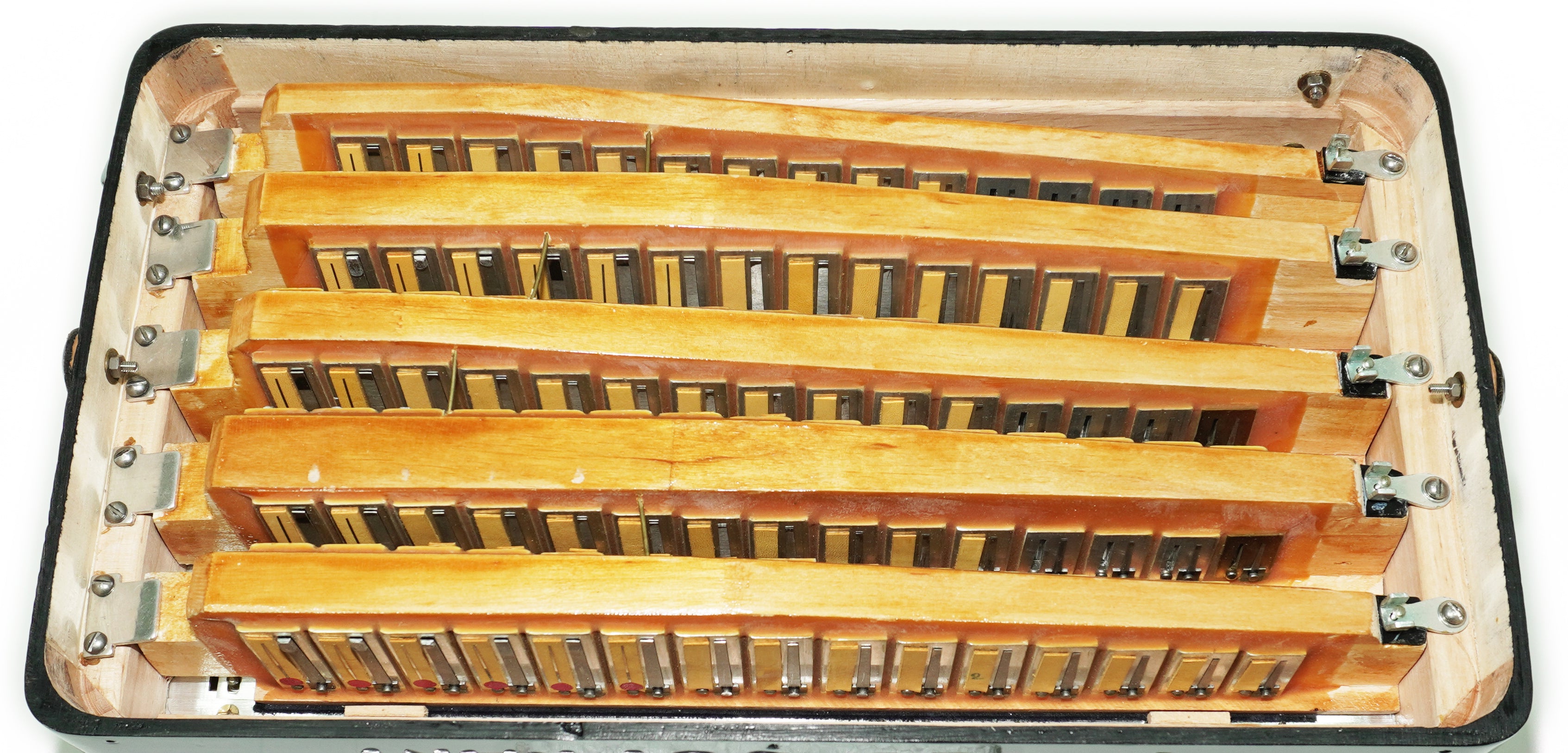 Paolo Soprani 5 Rows Button Accordion 96 Bass made in Italy, B Griff Accordeone de Botones, Original Straps and Hard Case, 2660