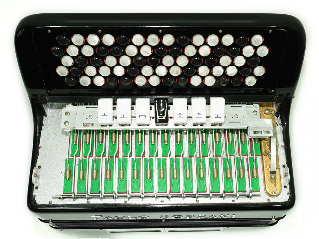 Paolo Soprani 5 Rows Button Accordion 96 Bass made in Italy, B Griff Accordeone de Botones, Original Straps and Hard Case, 2660
