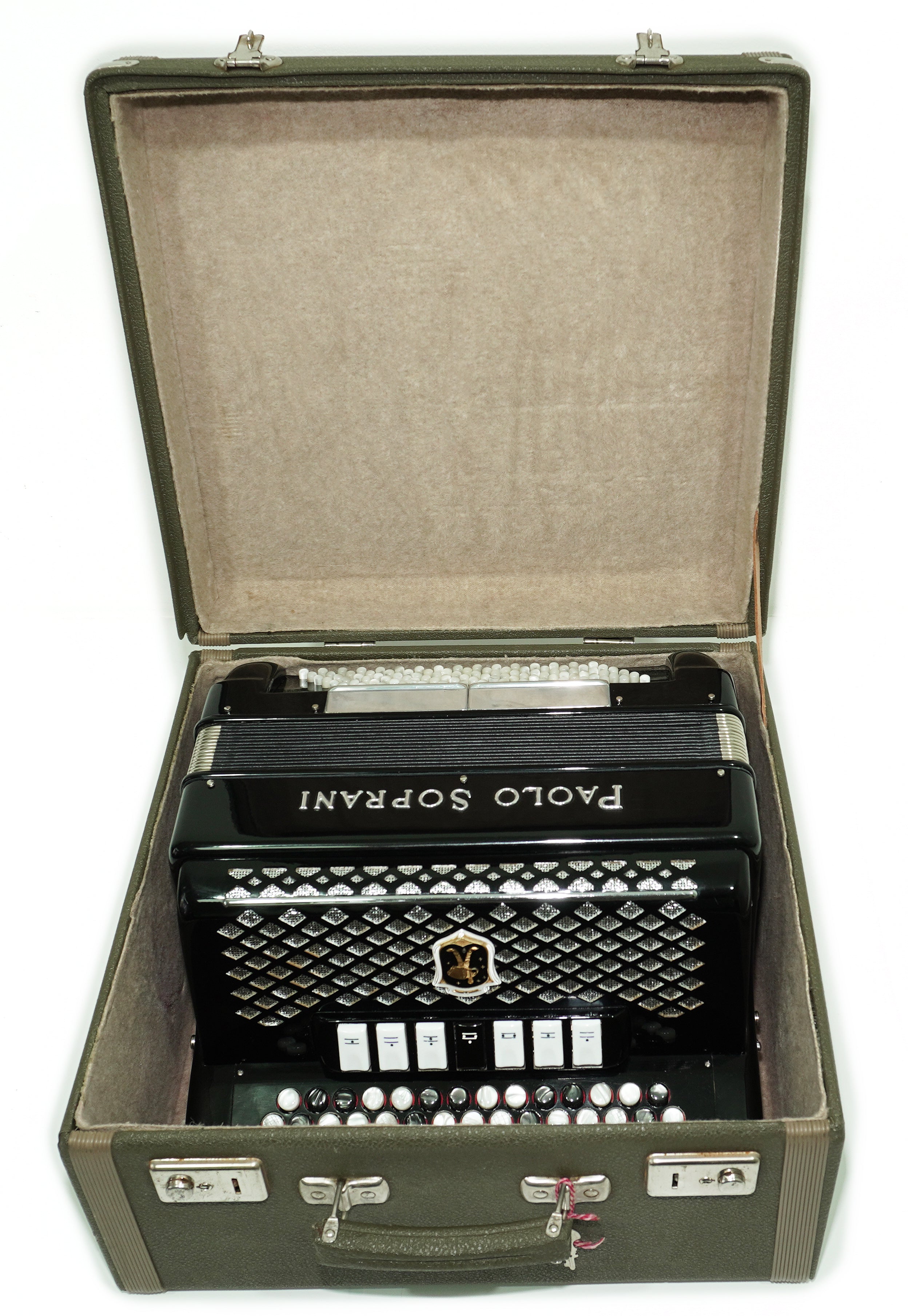 Paolo Soprani 5 Rows Button Accordion 96 Bass made in Italy, B Griff Accordeone de Botones, Original Straps and Hard Case, 2660
