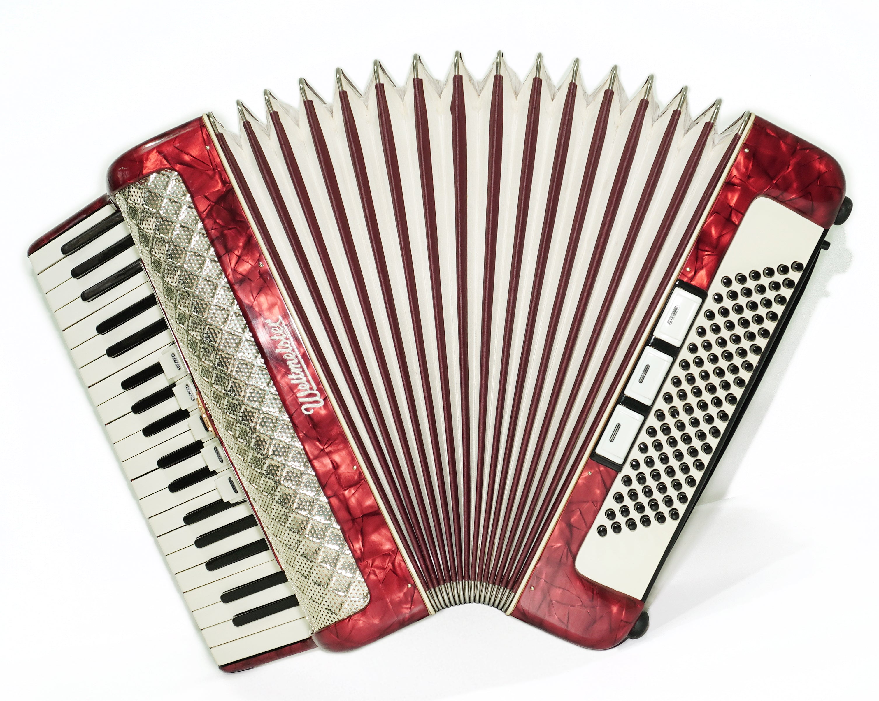 Weltmeister Accordion 96 Bass, German Piano Accordian, New Straps and Soft Case for Gift, Original Keyboard Musical Instrument, 2663
