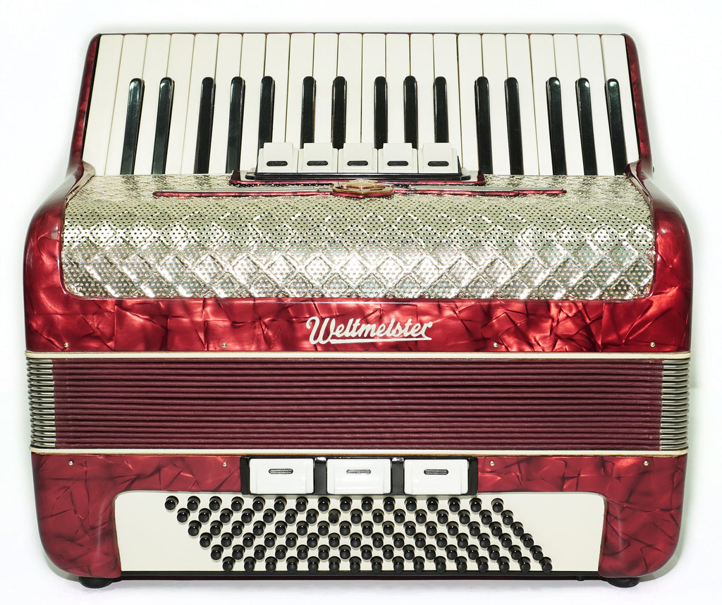 Weltmeister Accordion 96 Bass, German Piano Accordian, New Straps and Soft Case for Gift, Original Keyboard Musical Instrument, 2663