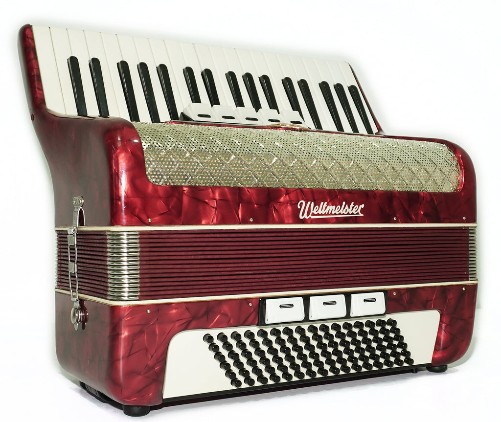 Weltmeister Accordion 96 Bass, German Piano Accordian, New Straps and Soft Case for Gift, Original Keyboard Musical Instrument, 2663
