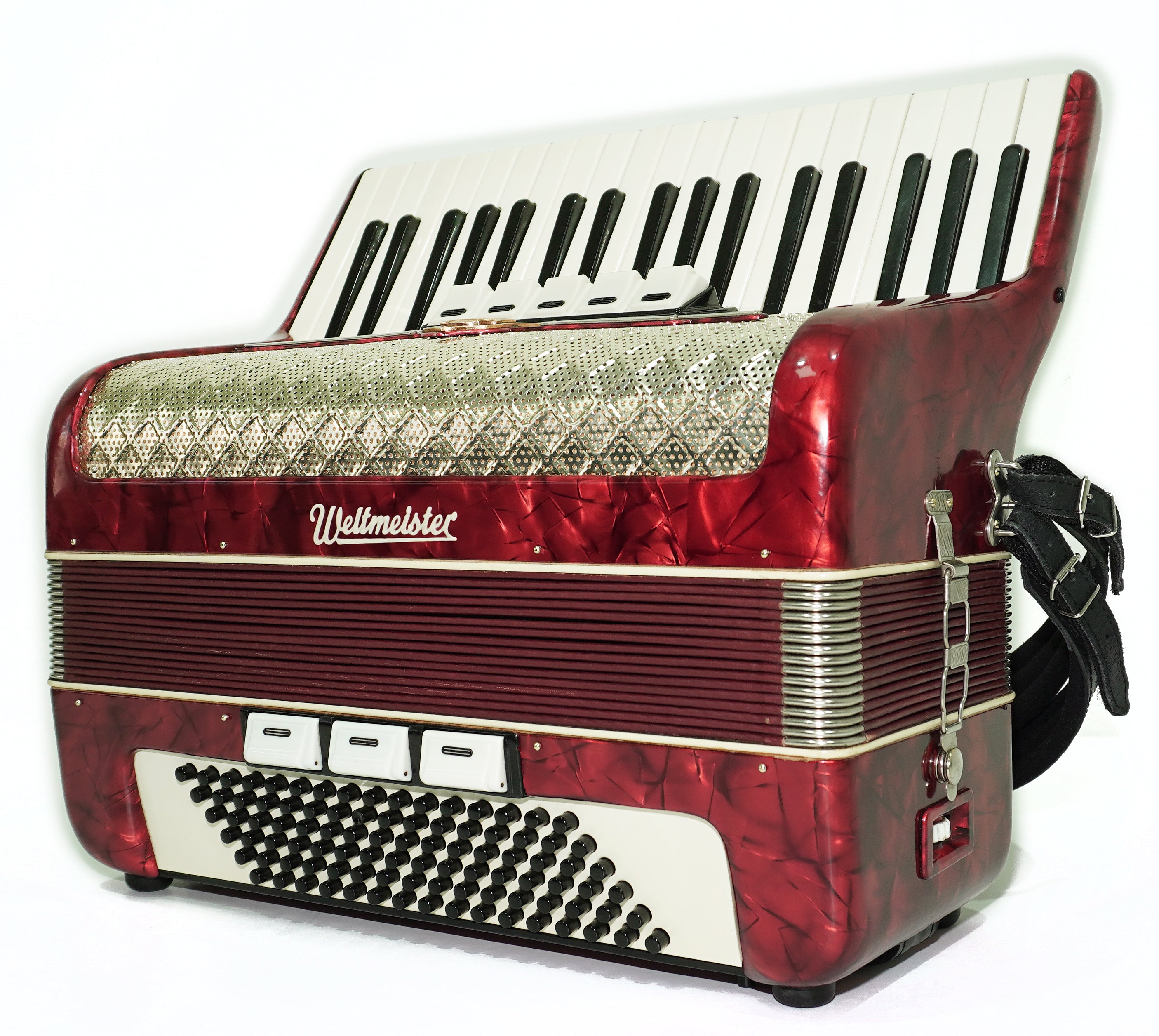Weltmeister Accordion 96 Bass, German Piano Accordian, New Straps and Soft Case for Gift, Original Keyboard Musical Instrument, 2663
