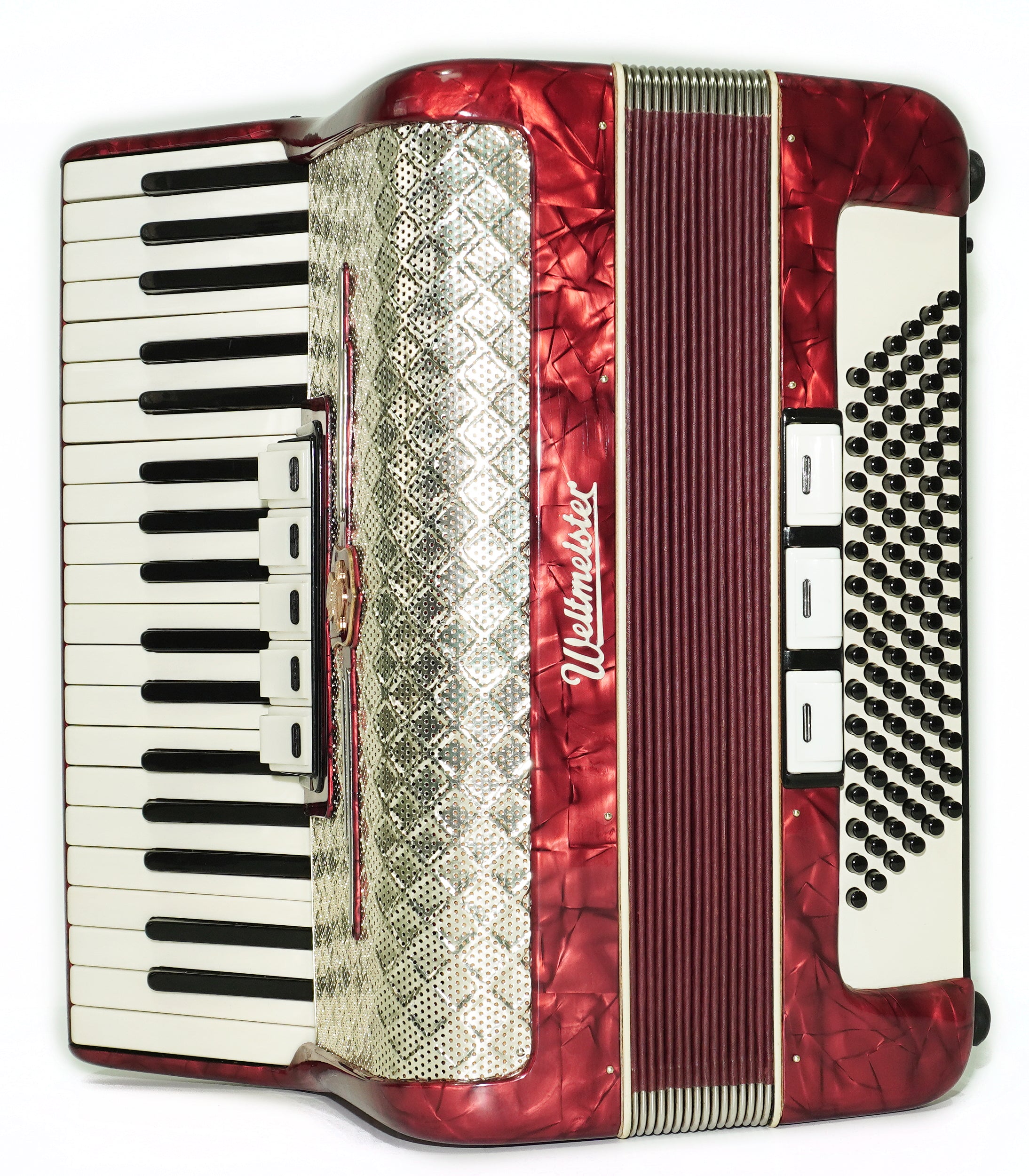 Weltmeister Accordion 96 Bass, German Piano Accordian, New Straps and Soft Case for Gift, Original Keyboard Musical Instrument, 2663