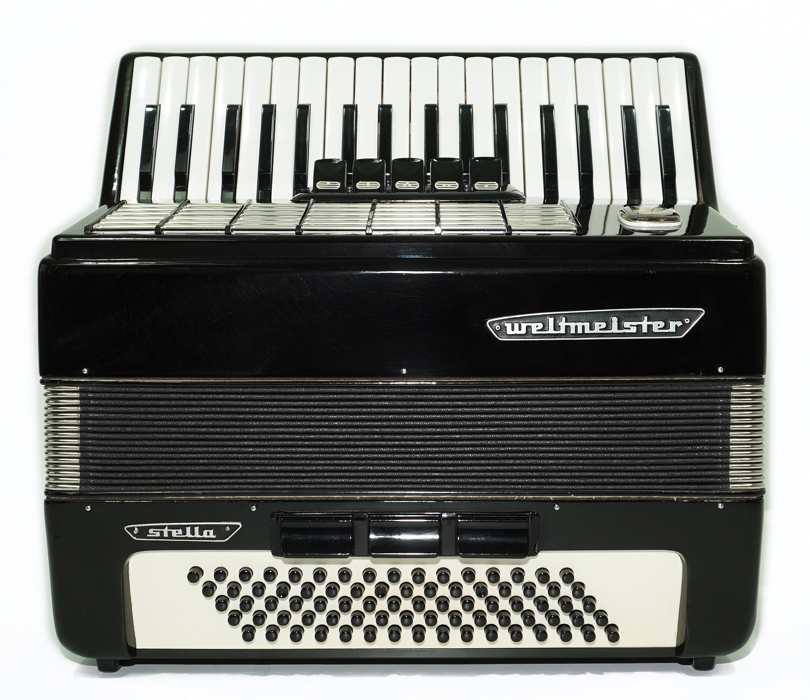 Weltmeister Stella Accordion 80 Bass made in Germany, New Straps Soft Case for Gift, Keyboard Piano Accordian Musical Instrument, 2661