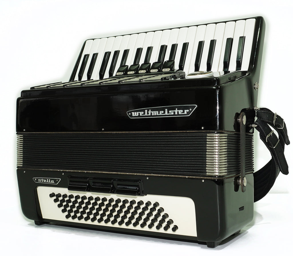 Weltmeister Stella Accordion 80 Bass made in Germany, New Straps Soft Case for Gift, Keyboard Piano Accordian Musical Instrument, 2661