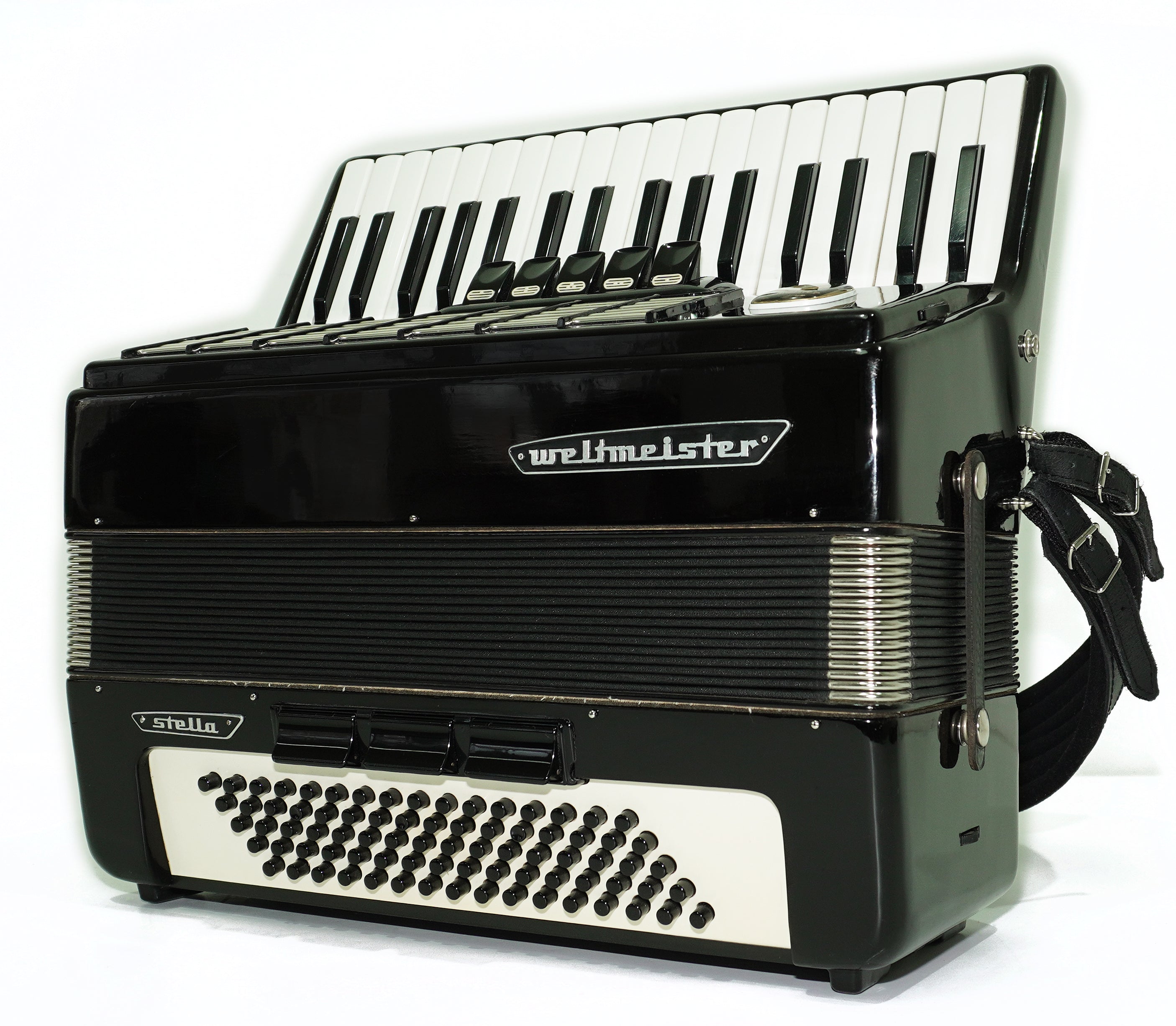 Weltmeister Stella Accordion 80 Bass made in Germany, New Straps Soft Case for Gift, Keyboard Piano Accordian Musical Instrument, 2661