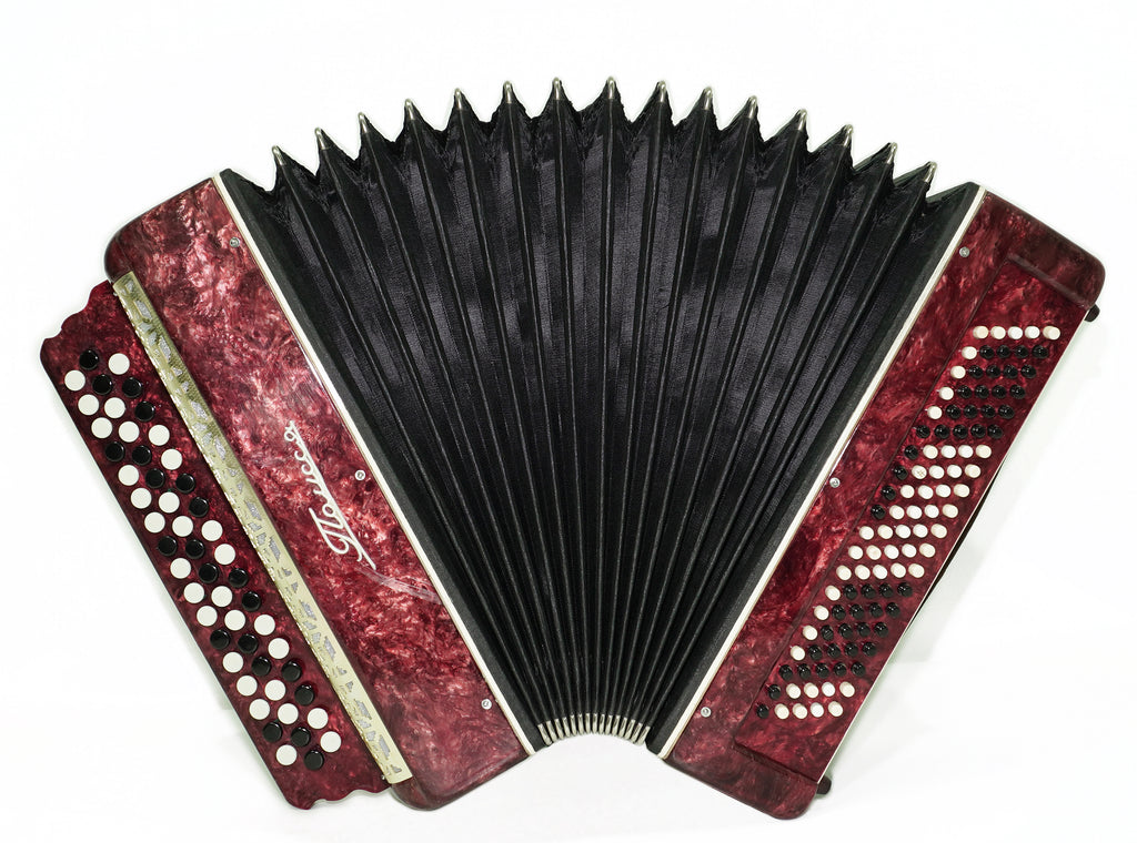 Ukraine Bayan 3 Row Button Accordion 100 Bass, Polissya Folk Harmonica Concertina, New Straps and Soft Case, Soviet Bayan in Tune, 2669