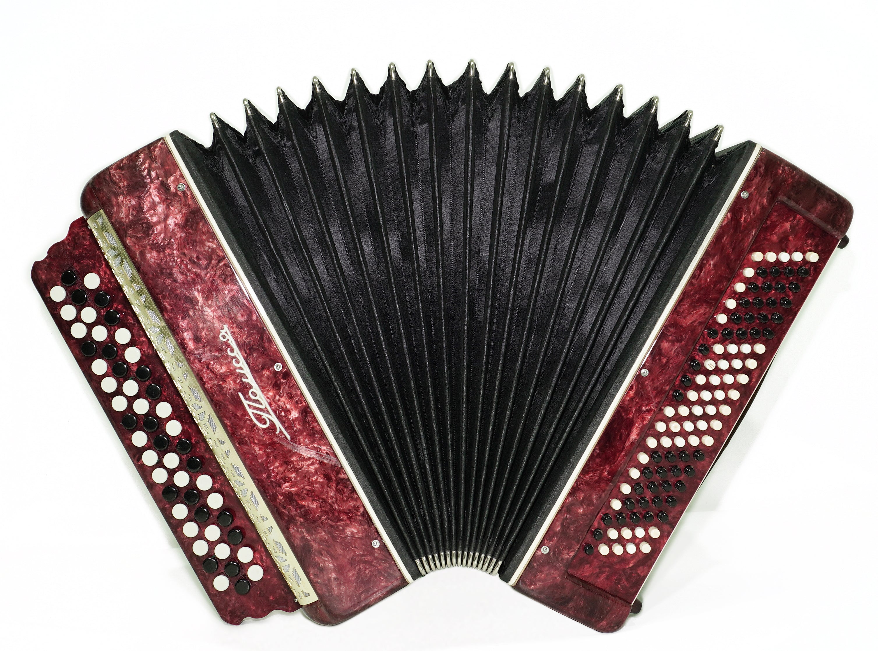 Ukraine Bayan 3 Row Button Accordion 100 Bass, Polissya Folk Harmonica Concertina, New Straps and Soft Case, Soviet Bayan in Tune, 2669