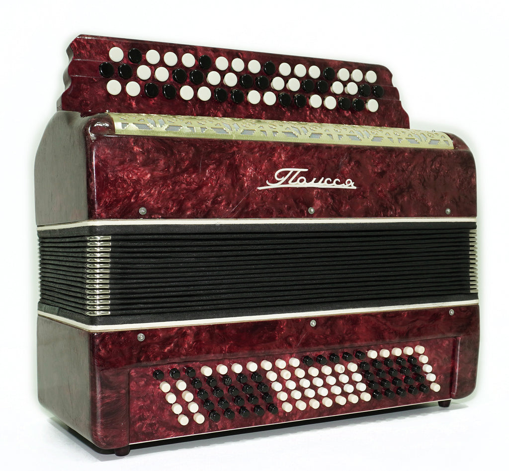Ukraine Bayan 3 Row Button Accordion 100 Bass, Polissya Folk Harmonica Concertina, New Straps and Soft Case, Soviet Bayan in Tune, 2669
