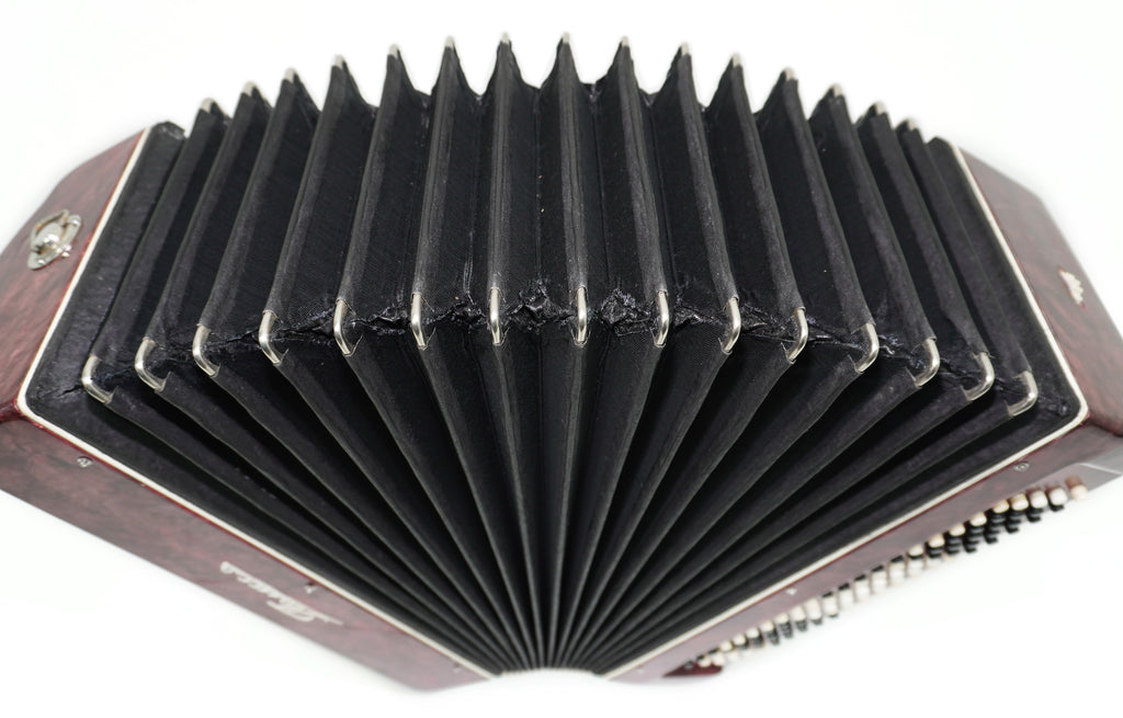 Ukraine Bayan 3 Row Button Accordion 100 Bass, Polissya Folk Harmonica Concertina, New Straps and Soft Case, Soviet Bayan in Tune, 2669