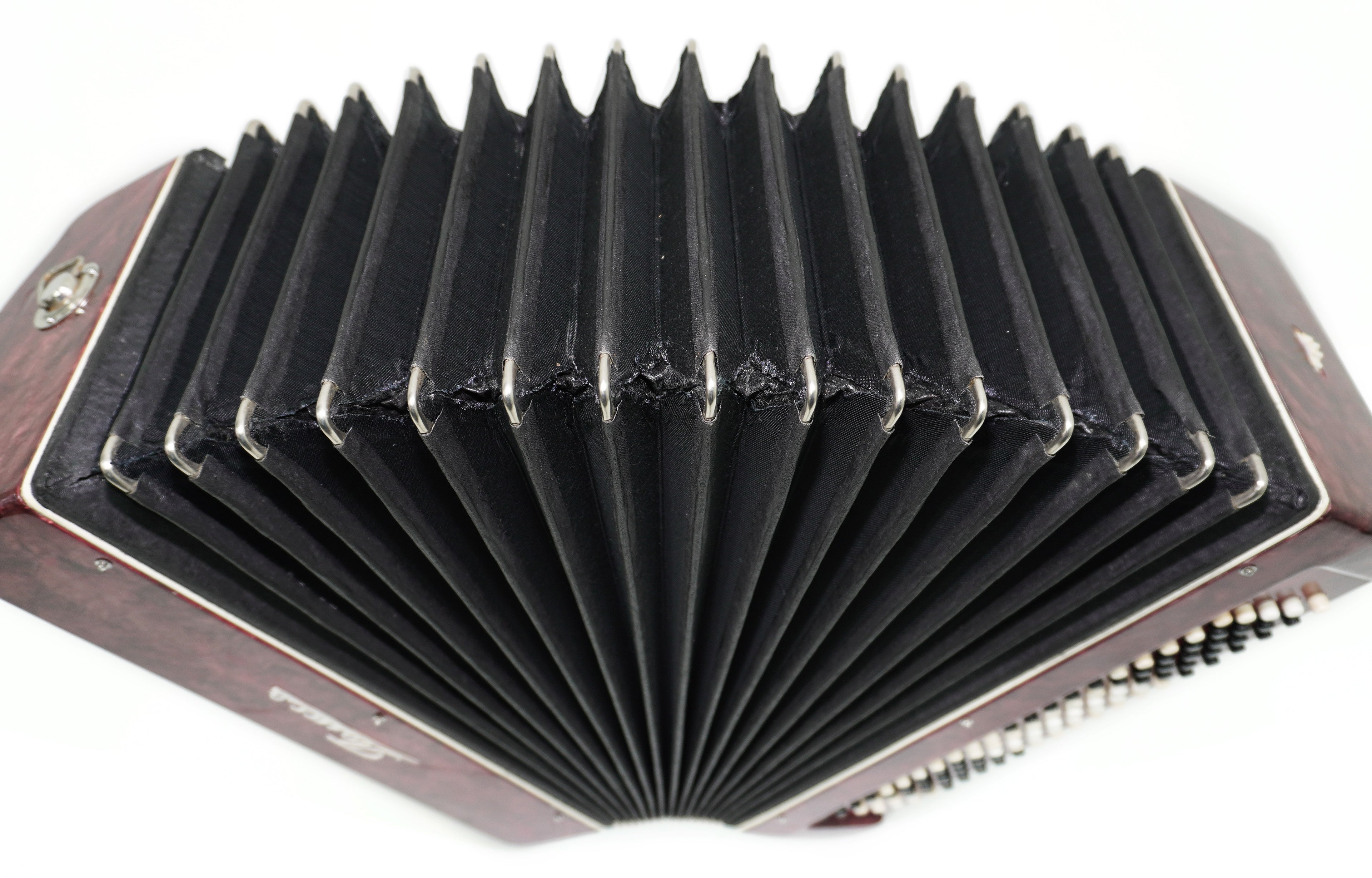 Ukraine Bayan 3 Row Button Accordion 100 Bass, Polissya Folk Harmonica Concertina, New Straps and Soft Case, Soviet Bayan in Tune, 2669