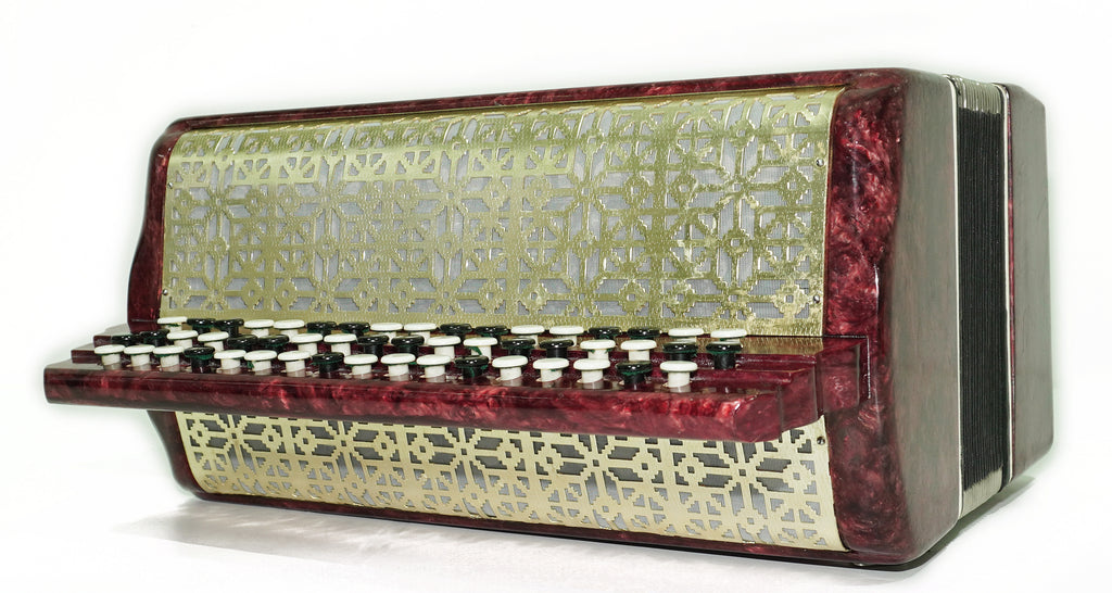 Ukraine Bayan 3 Row Button Accordion 100 Bass, Polissya Folk Harmonica Concertina, New Straps and Soft Case, Soviet Bayan in Tune, 2669
