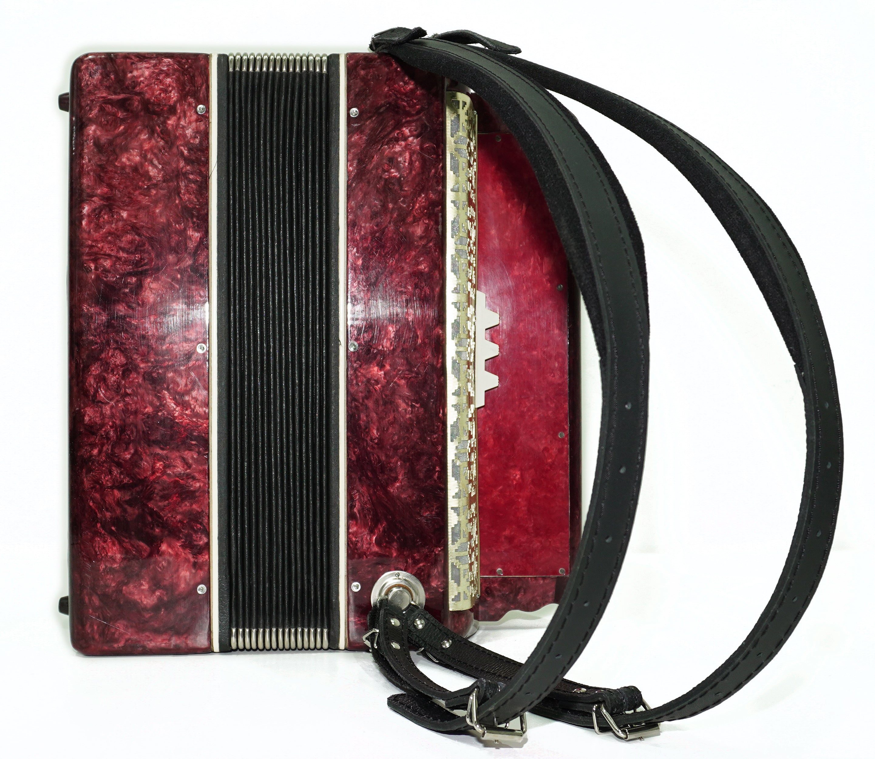 Ukraine Bayan 3 Row Button Accordion 100 Bass, Polissya Folk Harmonica Concertina, New Straps and Soft Case, Soviet Bayan in Tune, 2669