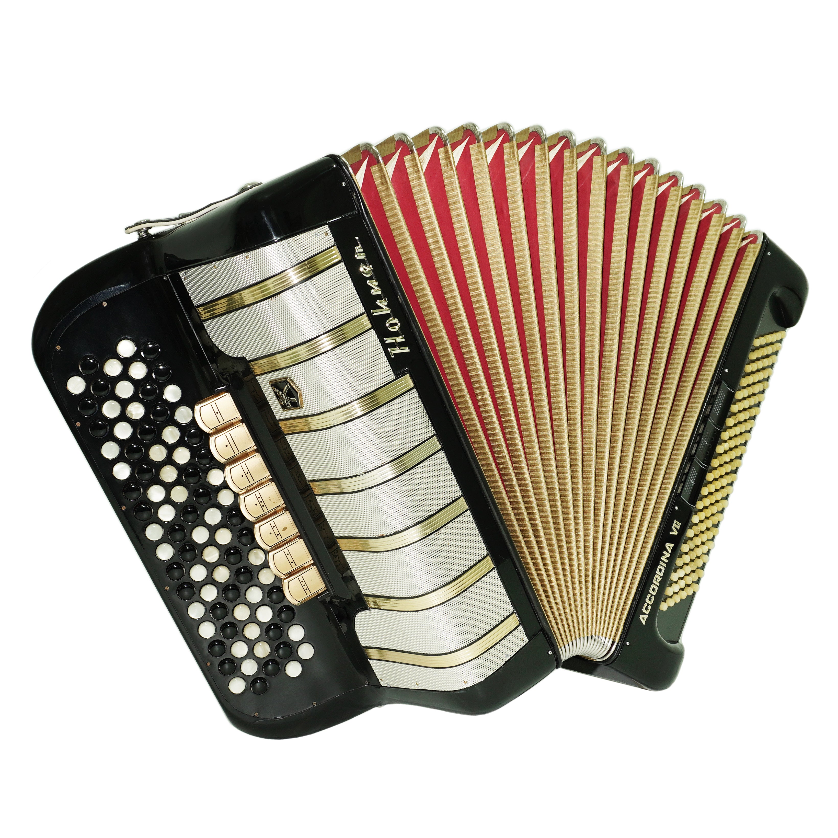 Vintage Hohner Accordina VII C Griff Knopfakkordeon 120 Bässe, hergestellt in Deutschland, mit neuen Riemen, Original Accordeon de Botones, 2671