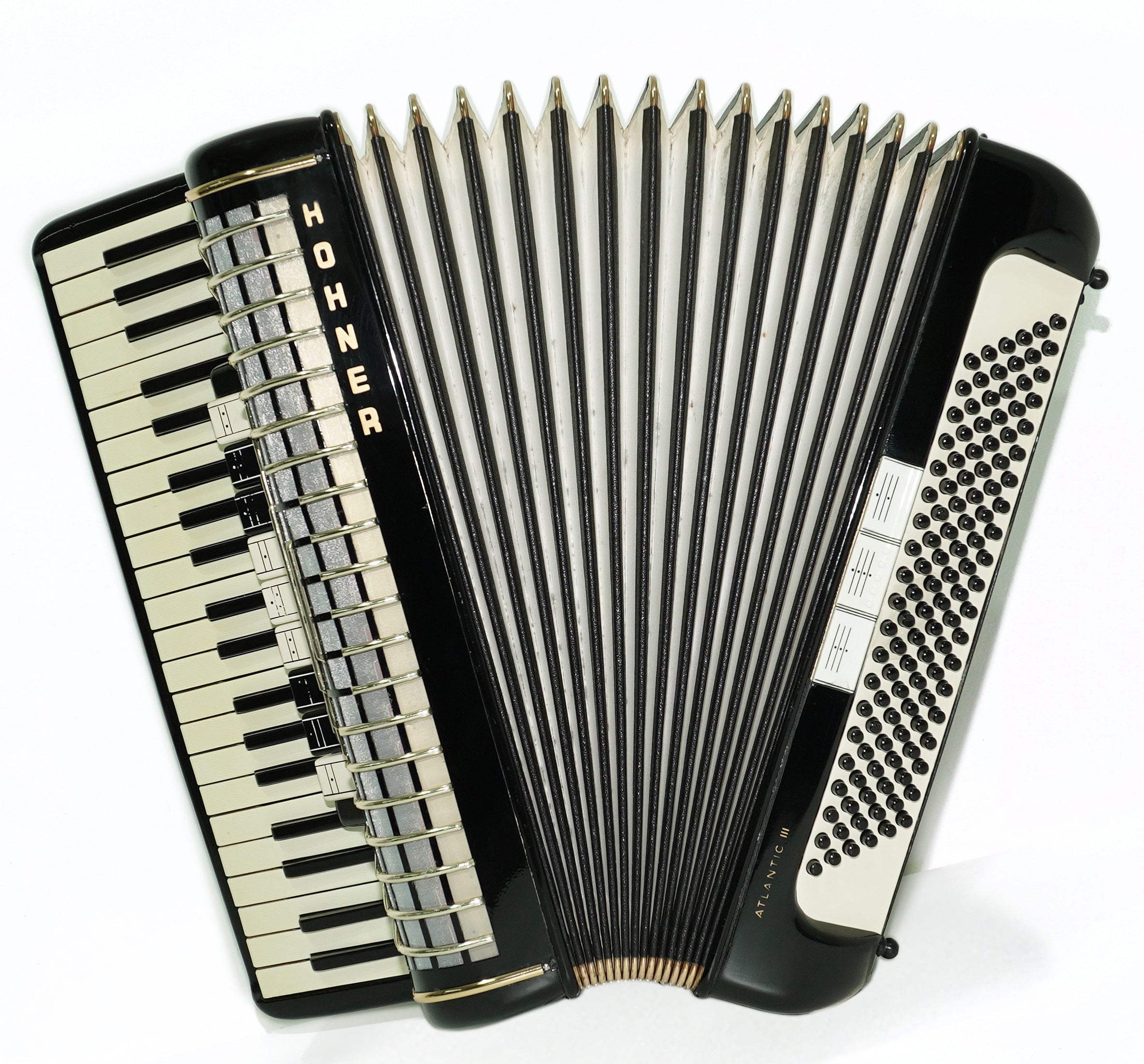 Hohner Atlantic III Piano Accordion 120 Bass, made in Germany, Straps and Soft Bag, Vintage Original Musical Instrument, 2672