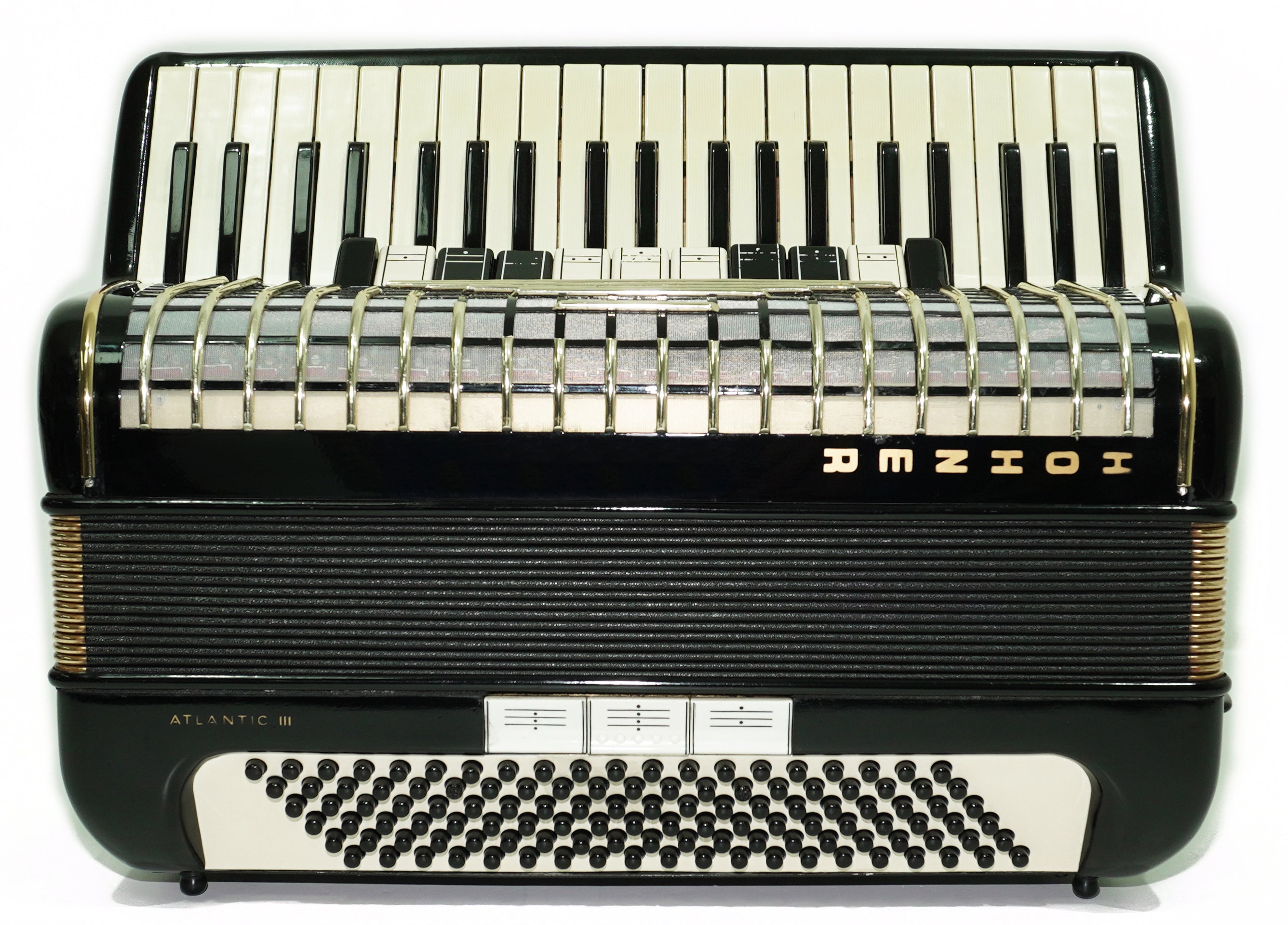 Hohner Atlantic III Piano Accordion 120 Bass, made in Germany, Straps and Soft Bag, Vintage Original Musical Instrument, 2672