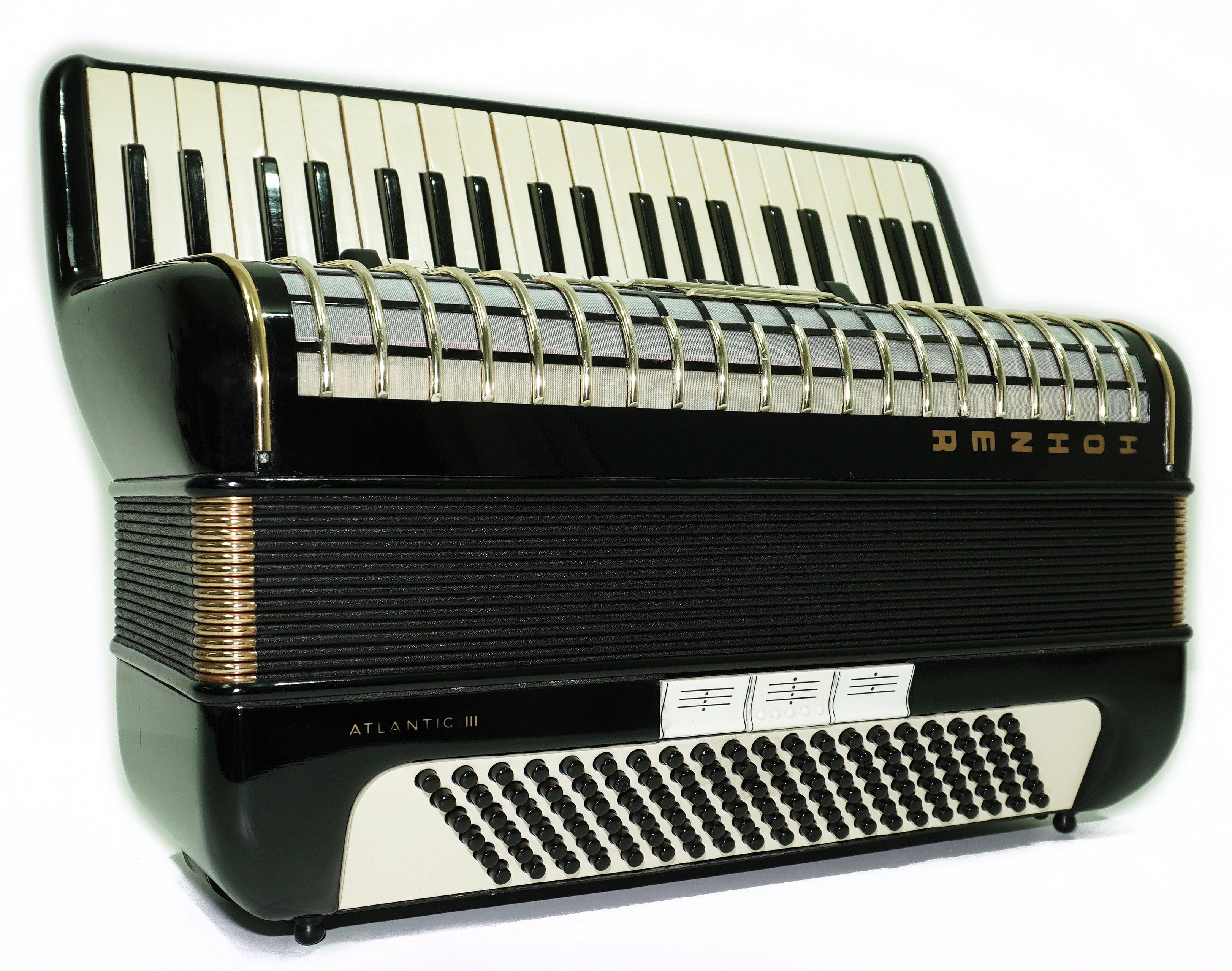 Hohner Atlantic III Piano Accordion 120 Bass, made in Germany, Straps and Soft Bag, Vintage Original Musical Instrument, 2672