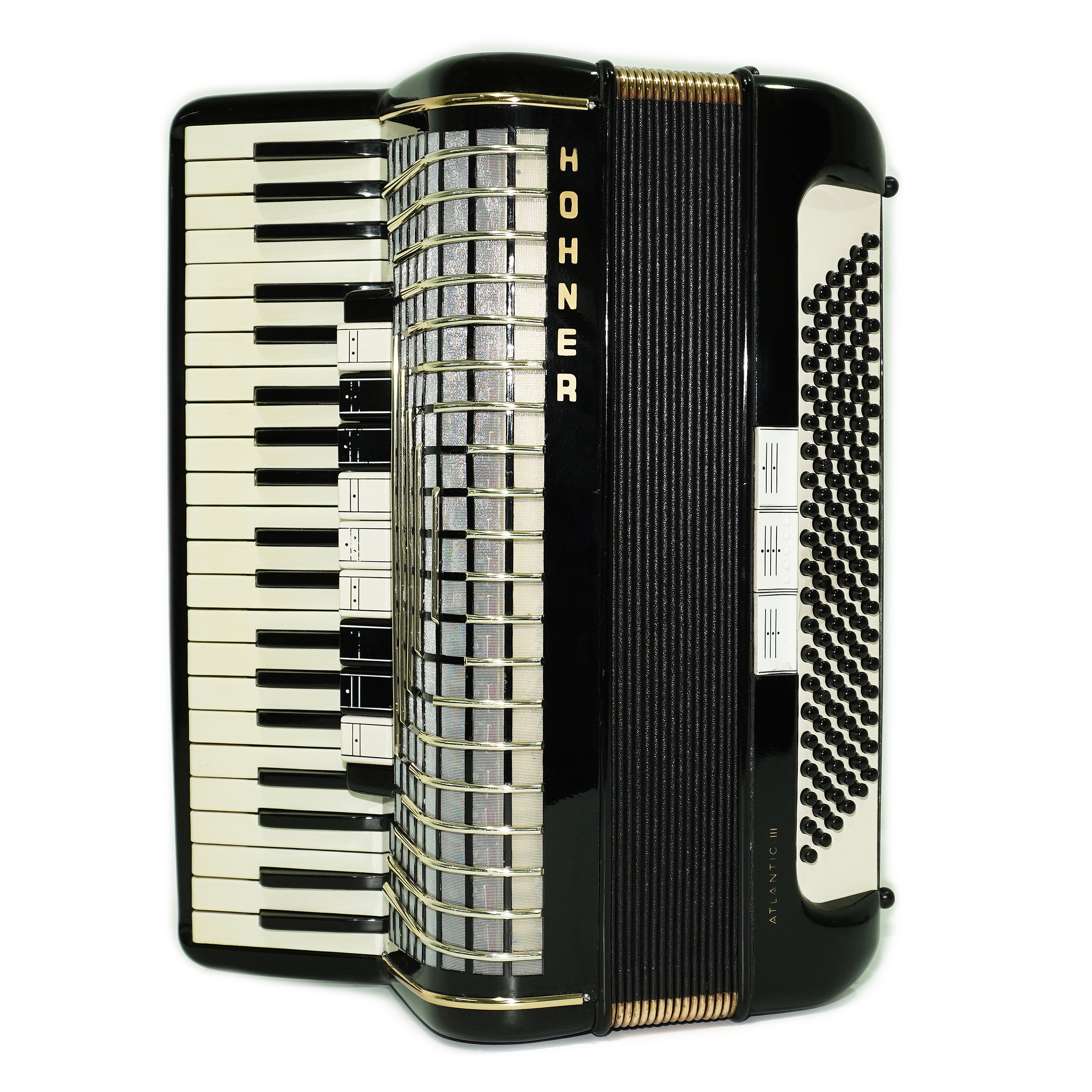 Hohner Atlantic III Piano Accordion 120 Bass, made in Germany, Straps and Soft Bag, Vintage Original Musical Instrument, 2672