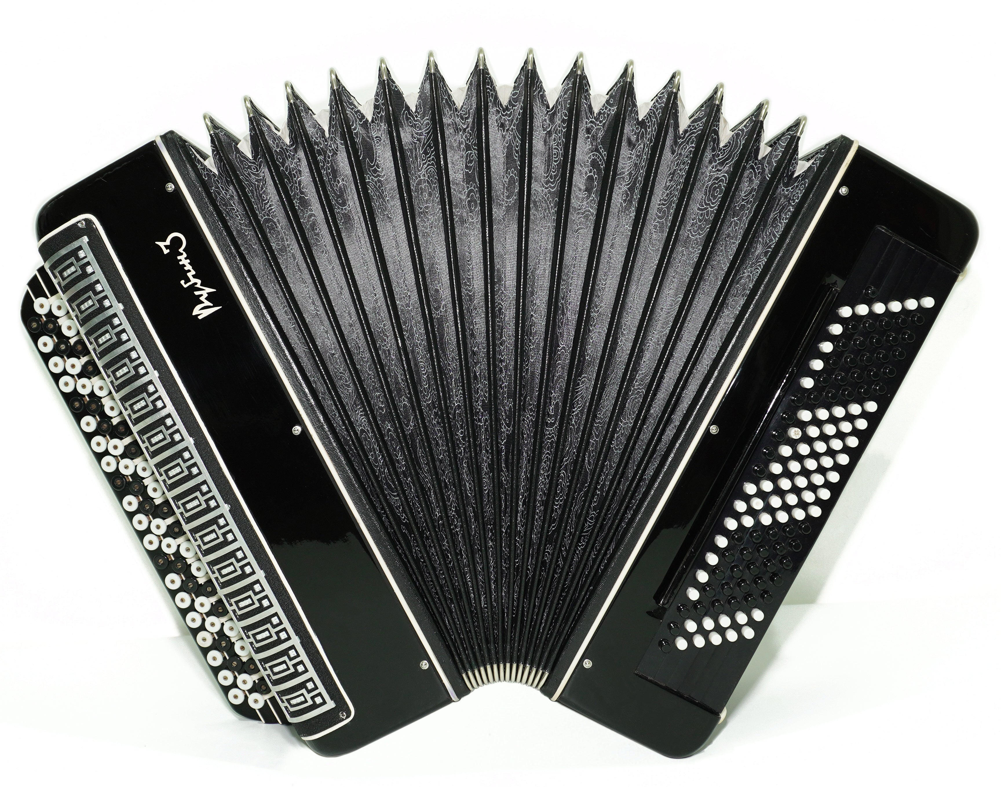 Converter Bayan Rubin 3 Free Bass and Stradella, 120 Bass Button Accordion, Vintage Russian Bayan Accordian, with Straps and Soft Case, 2676