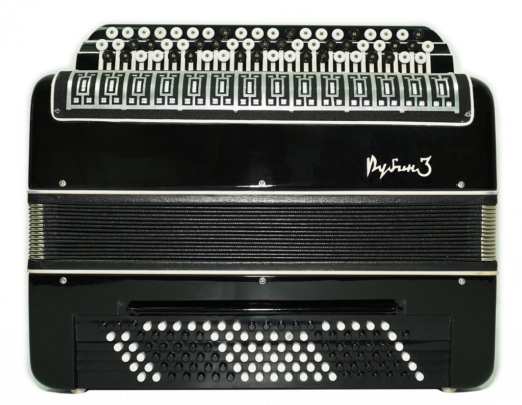 Converter Bayan Rubin 3 Free Bass and Stradella, 120 Bass Button Accordion, Vintage Russian Bayan Accordian, with Straps and Soft Case, 2676