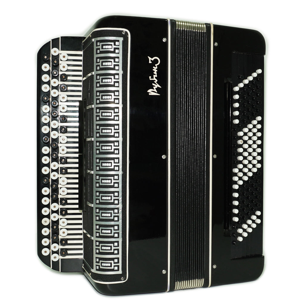 Converter Bayan Rubin 3 Free Bass and Stradella, 120 Bass Button Accordion, Vintage Russian Bayan Accordian, with Straps and Soft Case, 2676