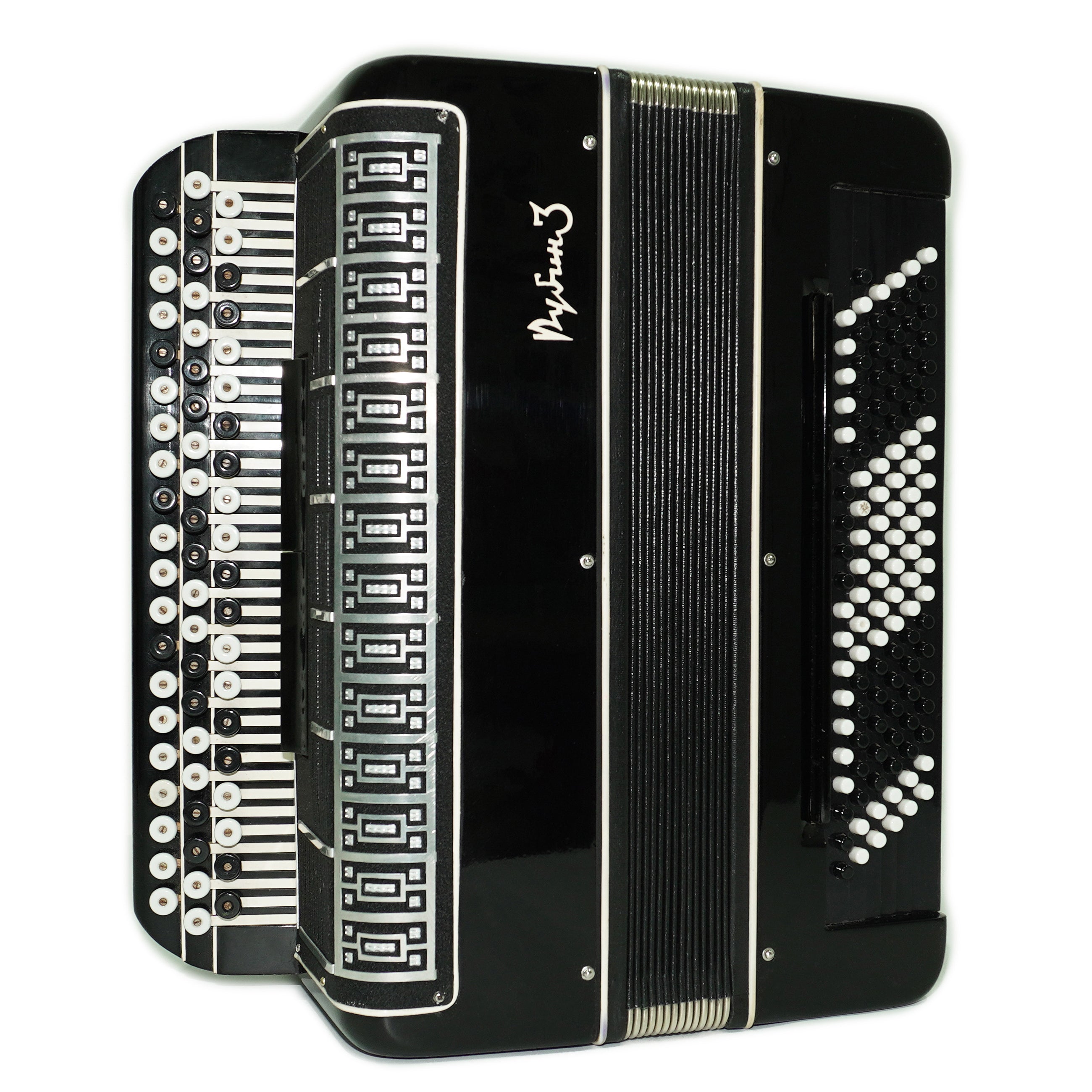 Converter Bayan Rubin 3 Free Bass and Stradella, 120 Bass Button Accordion, Vintage Russian Bayan Accordian, with Straps and Soft Case, 2676