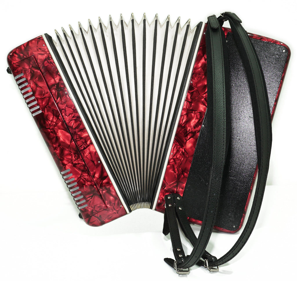 Vintage Bayan Orfey 5-reihiges Knopfakkordeon 120 Bässe, neue Riemen und Softcase als Geschenk, Konzertakkordeon für Erwachsene, Original sowjetisches Bayan, 2677