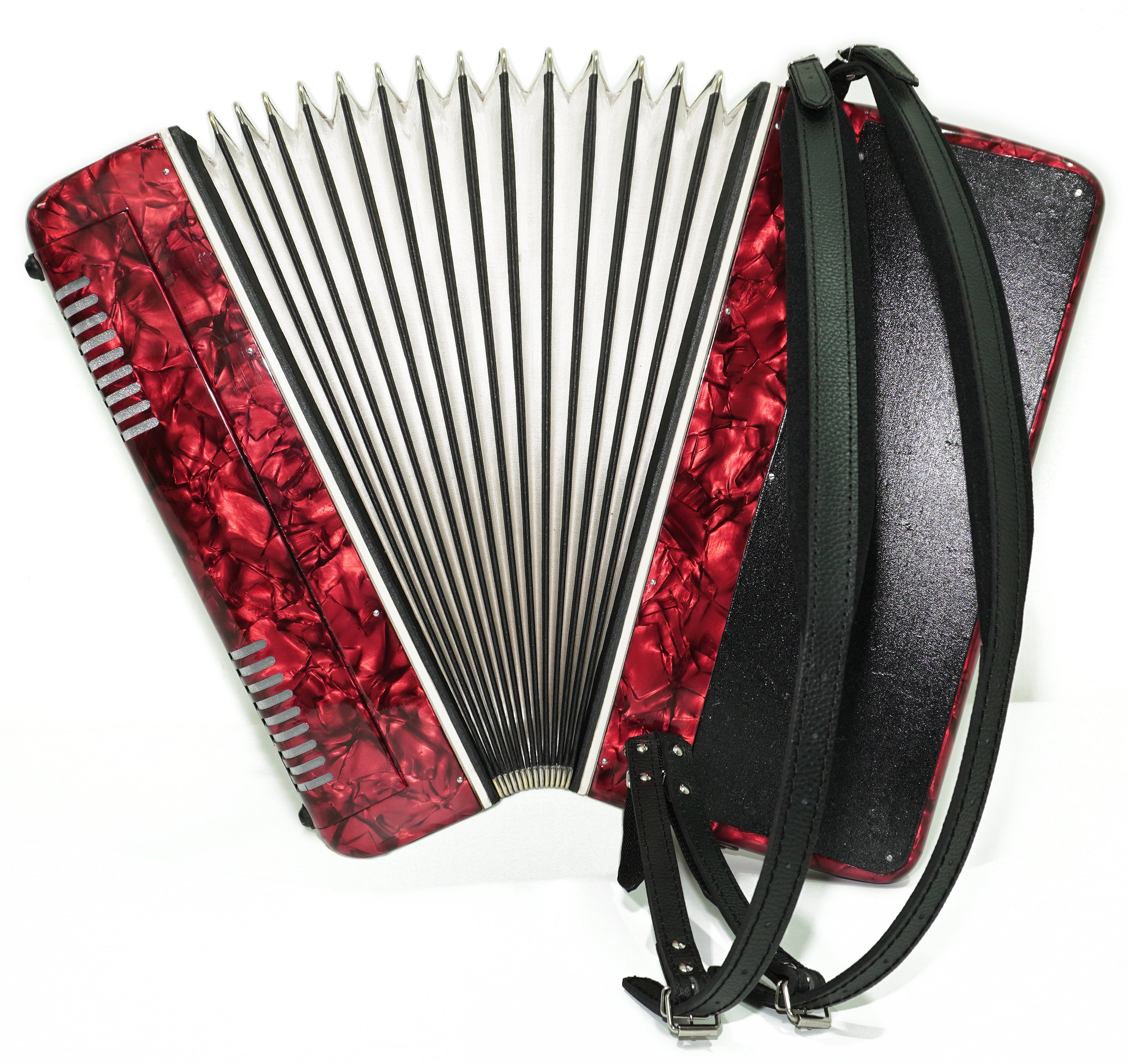 Vintage Bayan Orfey 5-reihiges Knopfakkordeon 120 Bässe, neue Riemen und Softcase als Geschenk, Konzertakkordeon für Erwachsene, Original sowjetisches Bayan, 2677