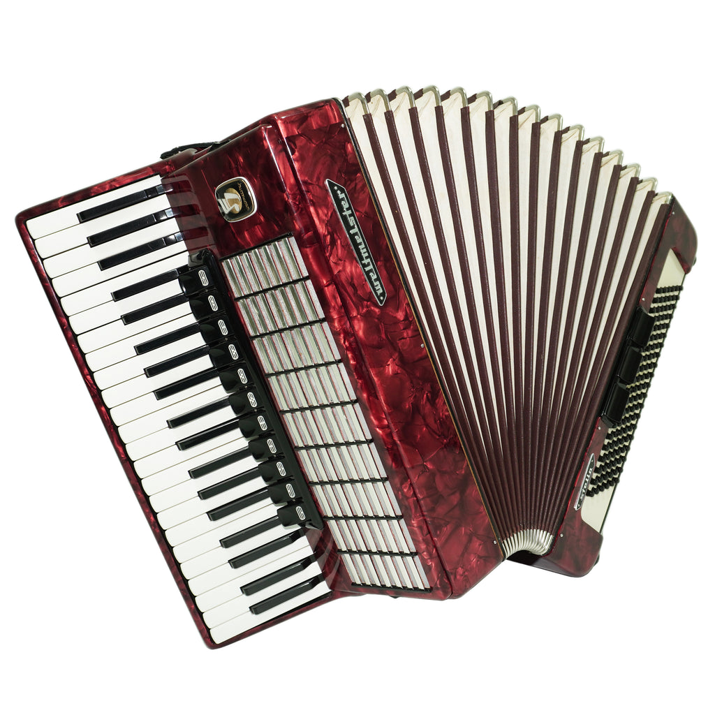 Weltmeister Stella Akkordeon 120 Bass, deutsches Akkordeon Instrument, neue Riemen und Soft Case als Geschenk, originales Tasten-Klavier-Akkordeon, 2675