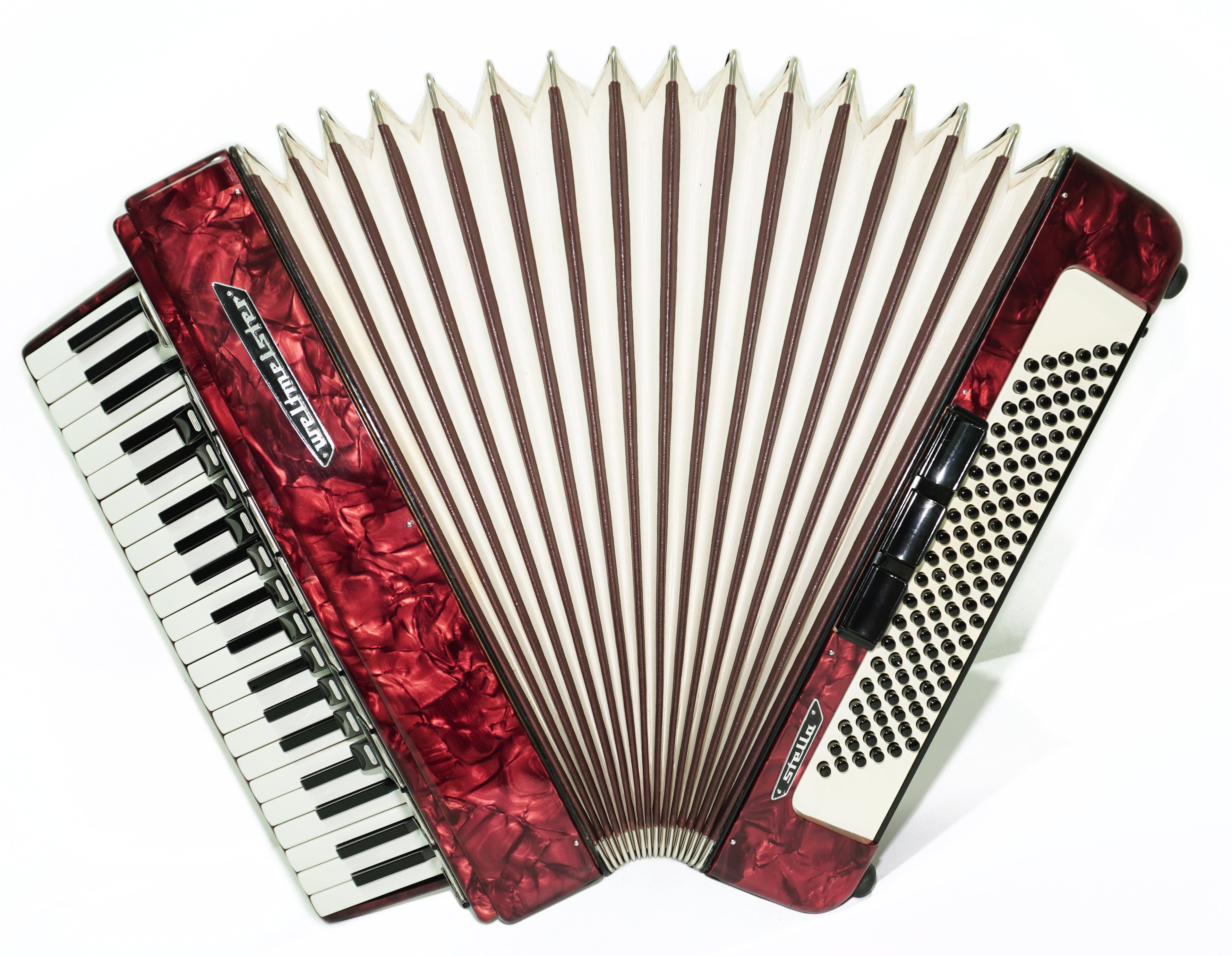 Weltmeister Stella Akkordeon 120 Bass, deutsches Akkordeon Instrument, neue Riemen und Soft Case als Geschenk, originales Tasten-Klavier-Akkordeon, 2675