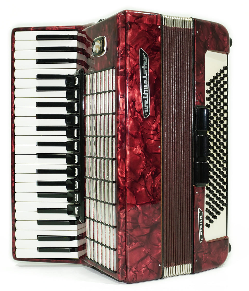 Weltmeister Stella Akkordeon 120 Bass, deutsches Akkordeon Instrument, neue Riemen und Soft Case als Geschenk, originales Tasten-Klavier-Akkordeon, 2675