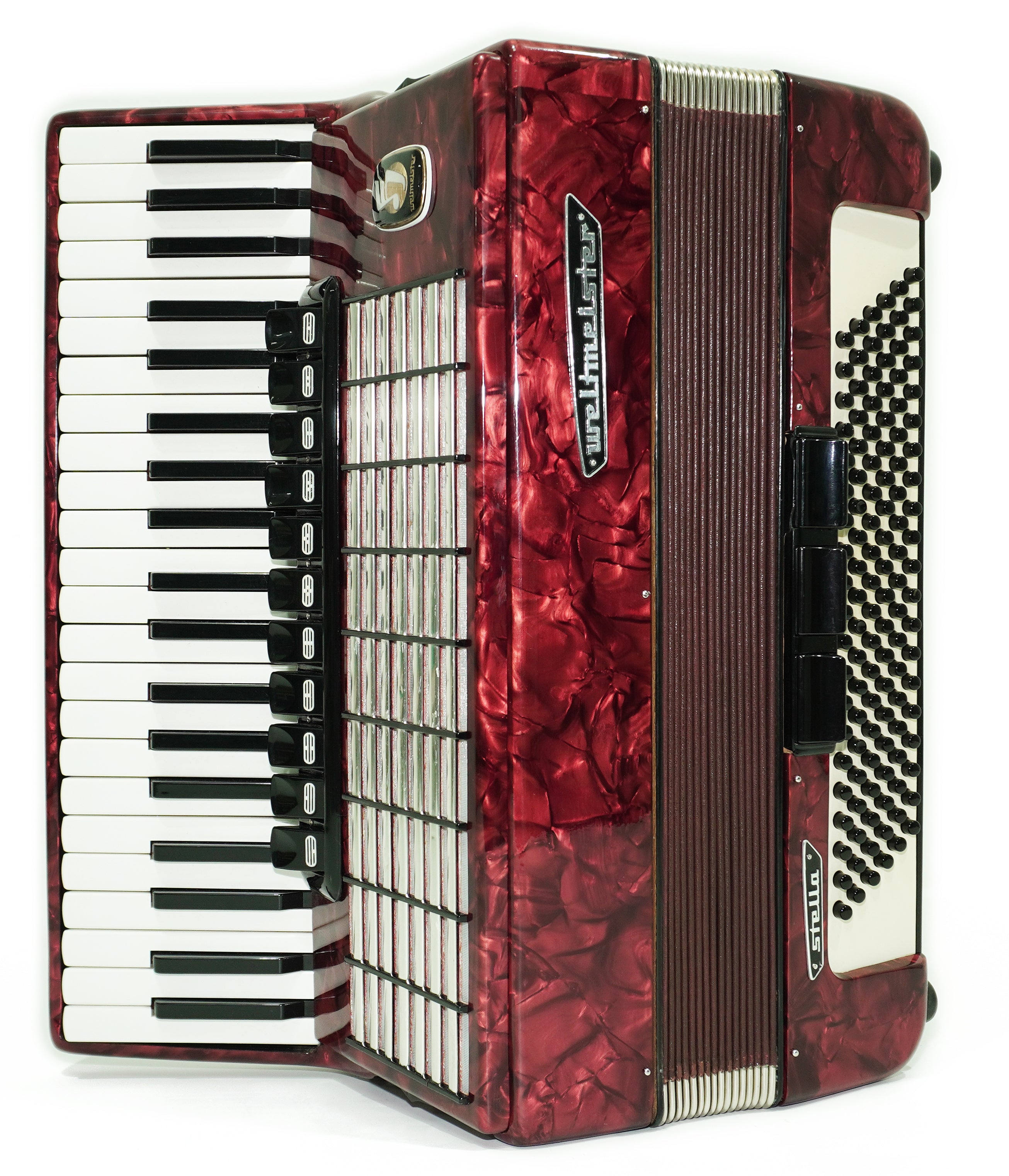 Weltmeister Stella Akkordeon 120 Bass, deutsches Akkordeon Instrument, neue Riemen und Soft Case als Geschenk, originales Tasten-Klavier-Akkordeon, 2675