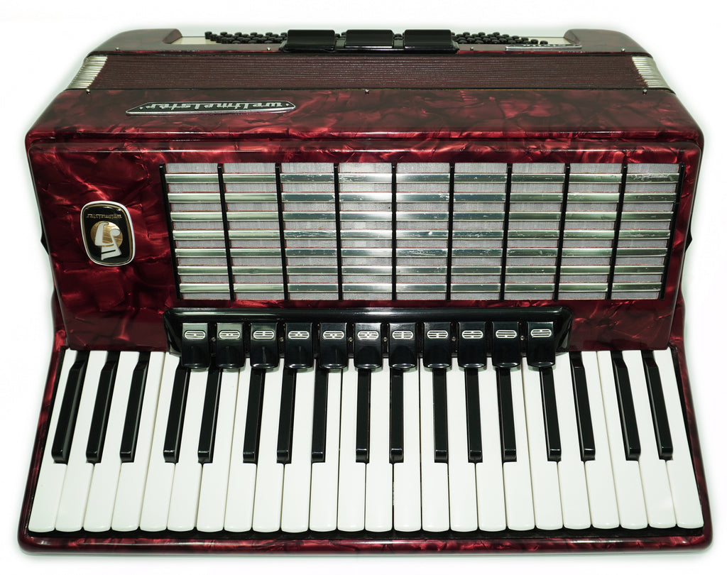 Weltmeister Stella Akkordeon 120 Bass, deutsches Akkordeon Instrument, neue Riemen und Soft Case als Geschenk, originales Tasten-Klavier-Akkordeon, 2675
