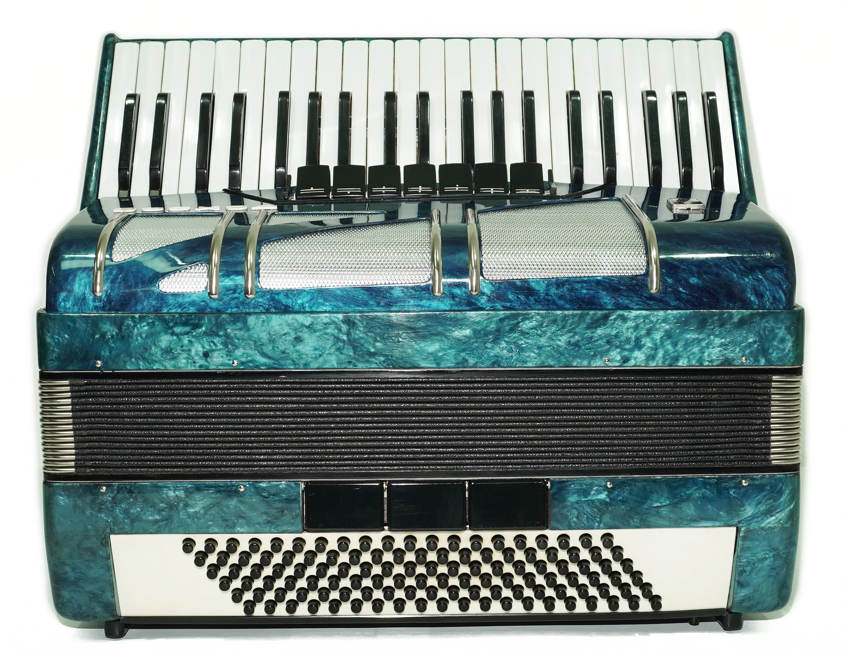 Russisches Akkordeon Vintage Pianoakkordeon Woschod 120 Bassknöpfe, mit neuen Riemen, Tasten sowjetisches Akkordeon, 2684