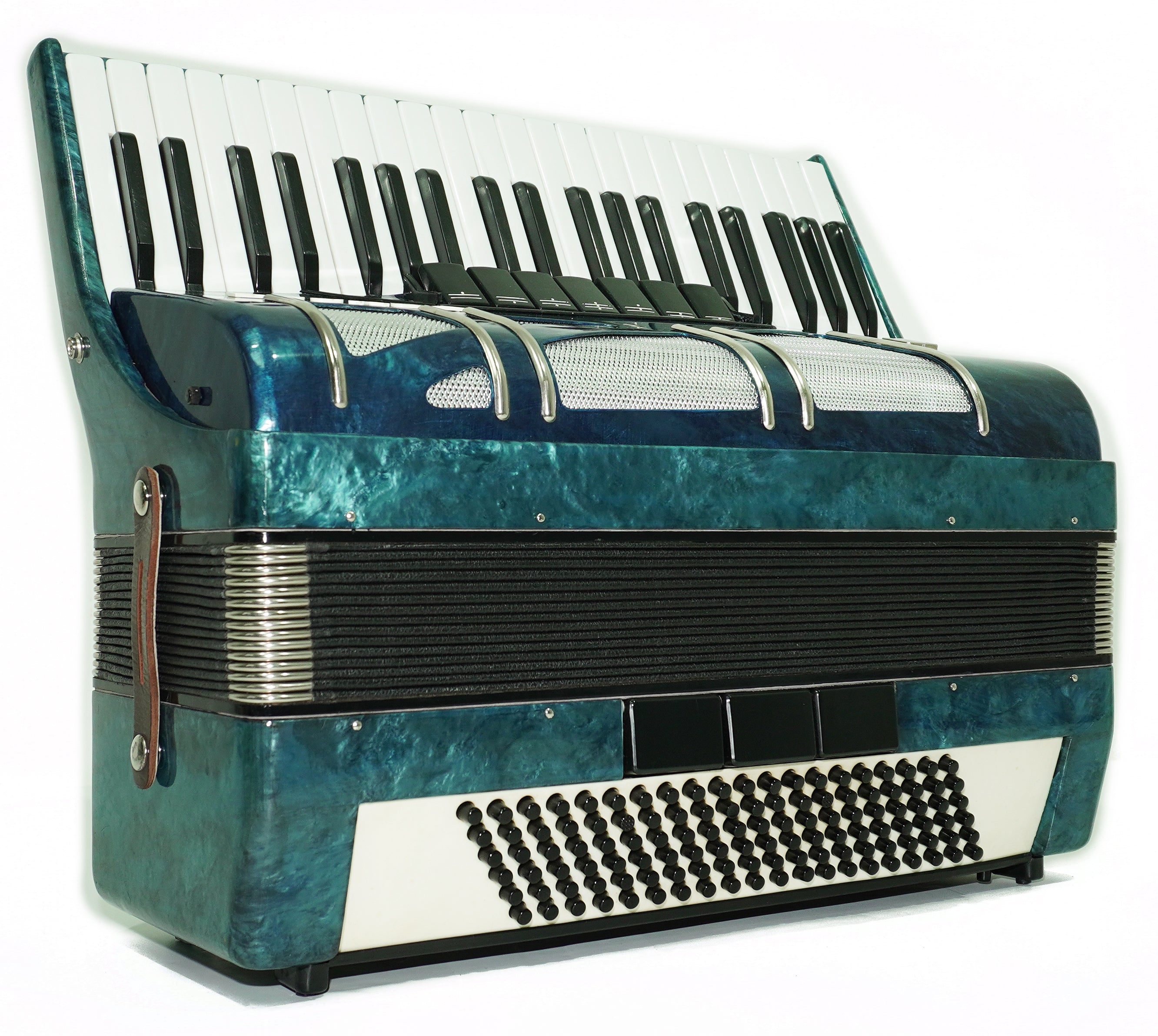 Russisches Akkordeon Vintage Pianoakkordeon Woschod 120 Bassknöpfe, mit neuen Riemen, Tasten sowjetisches Akkordeon, 2684