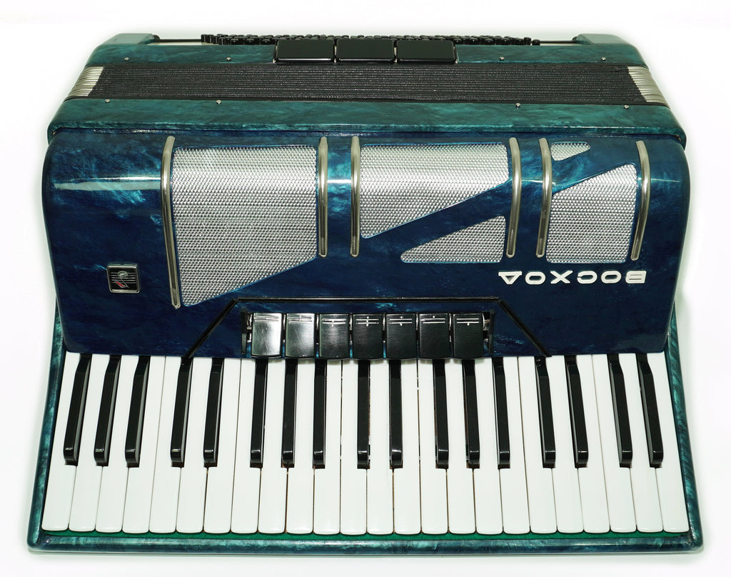 Russisches Akkordeon Vintage Pianoakkordeon Woschod 120 Bassknöpfe, mit neuen Riemen, Tasten sowjetisches Akkordeon, 2684
